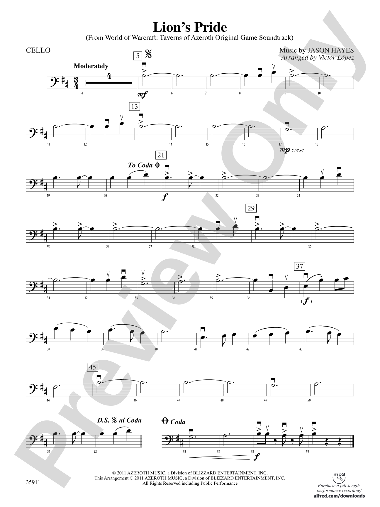 Lion’s Pride (from World of Warcraft: Taverns of Azeroth Original Game Soundtrack): Cello