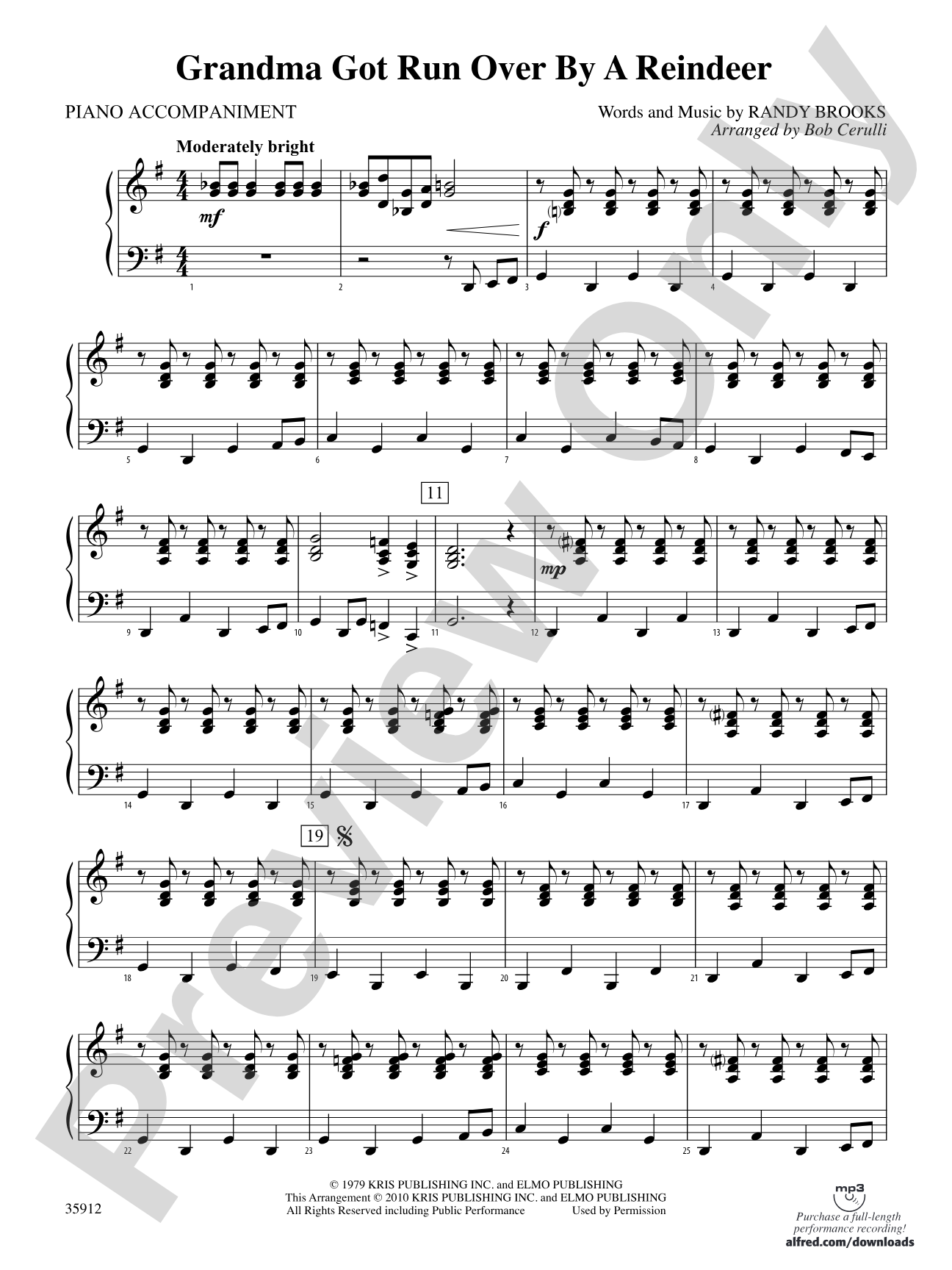 Grandma Got Run Over by a Reindeer: Piano Accompaniment