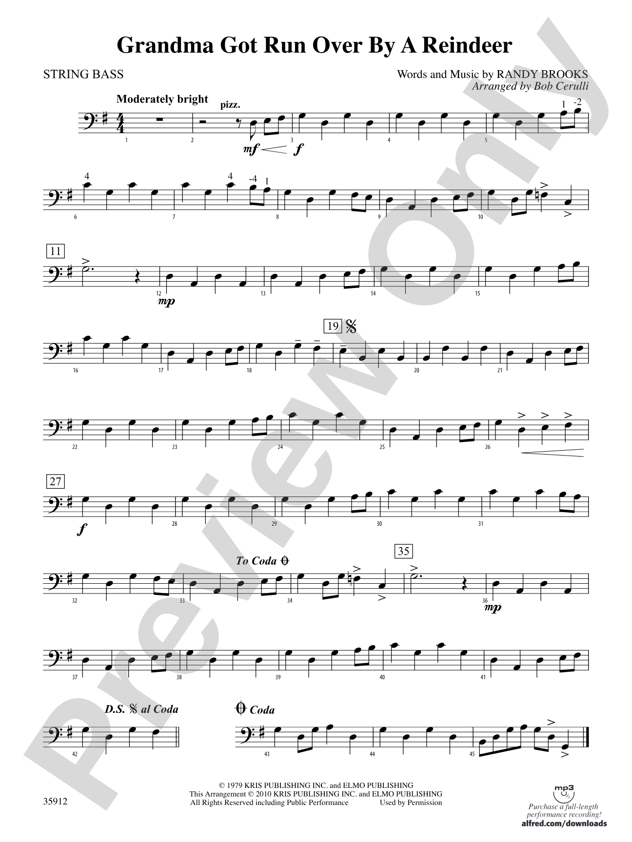 Grandma Got Run Over by a Reindeer: String Bass