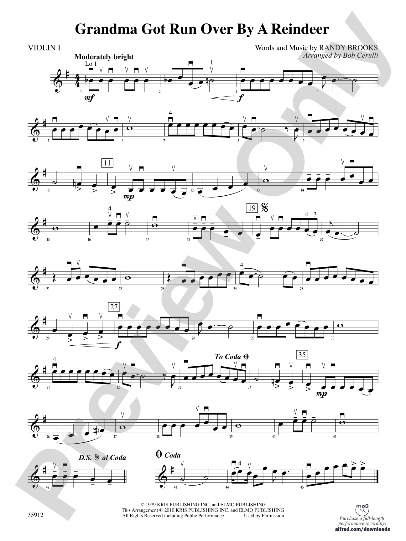 Grandma Got Run Over by a Reindeer: 1st Violin