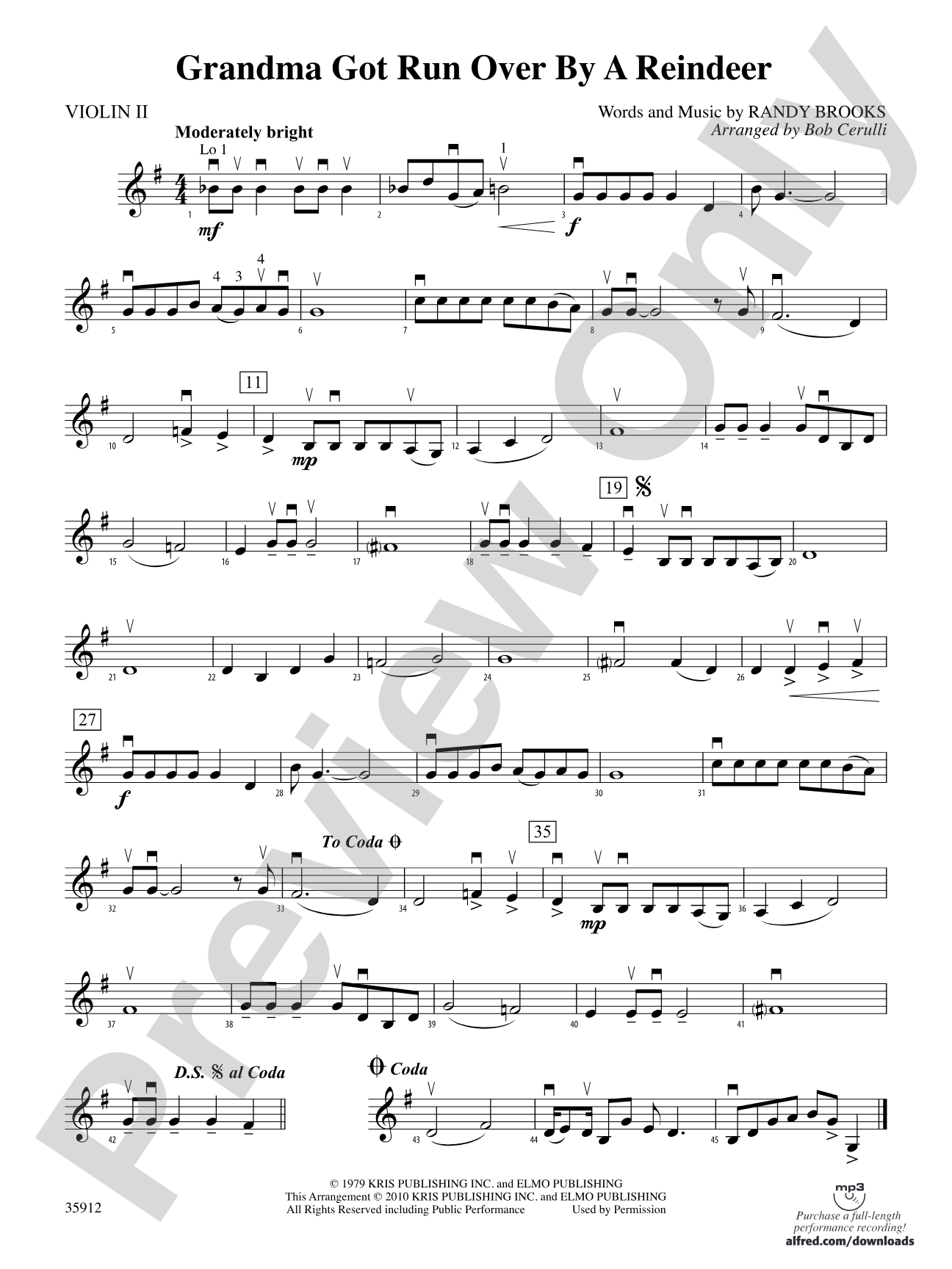 Grandma Got Run Over by a Reindeer: 2nd Violin