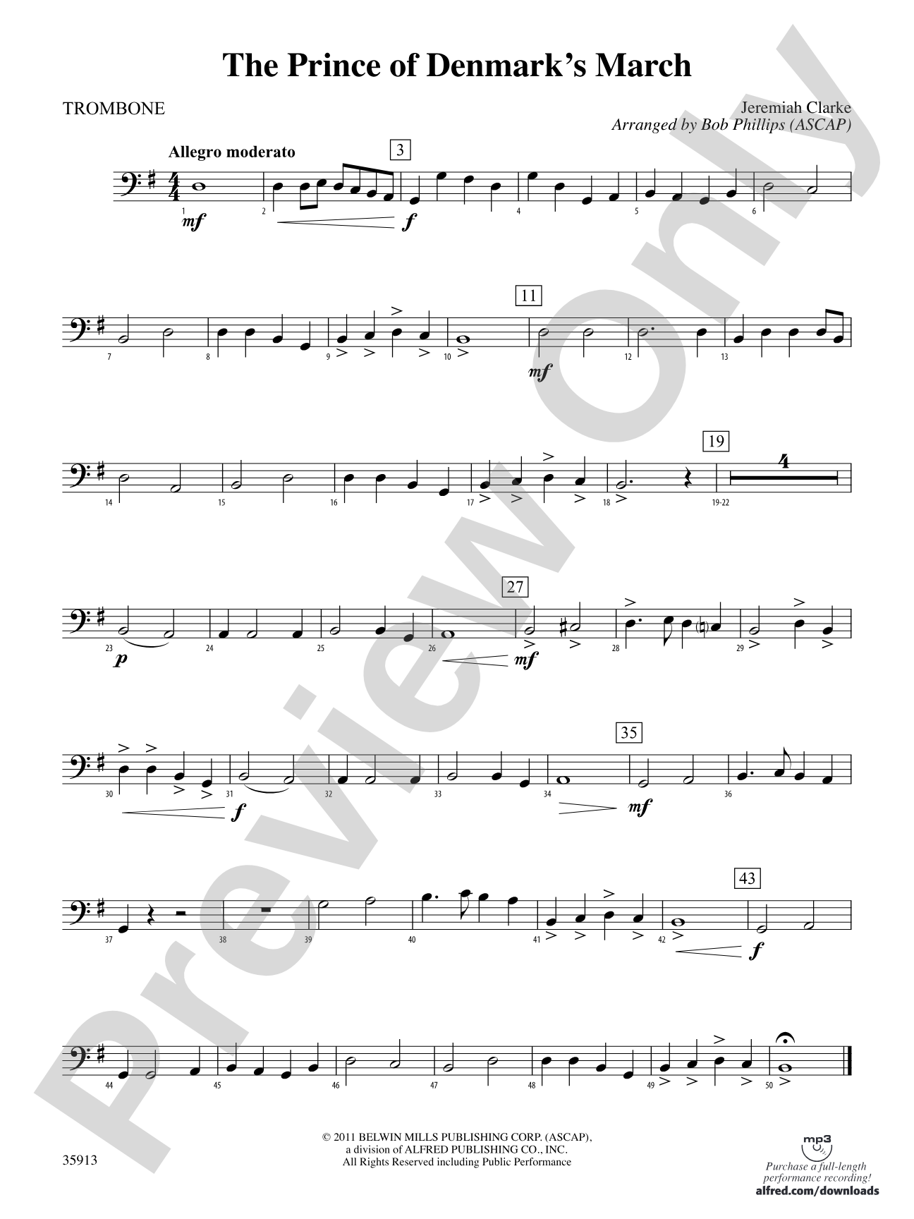 The Prince of Denmark's March: 1st Trombone
