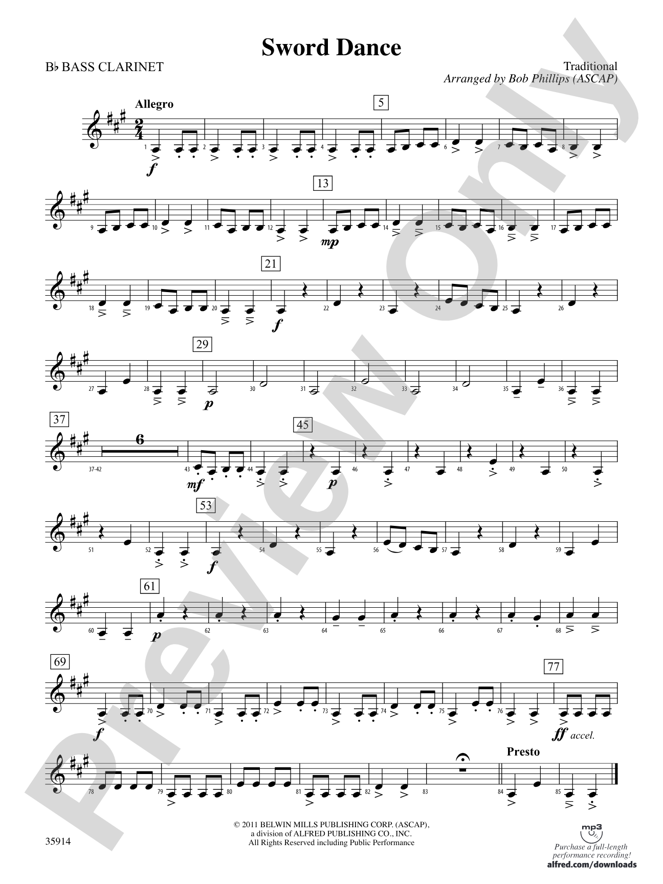 Sword Dance: B-flat Bass Clarinet