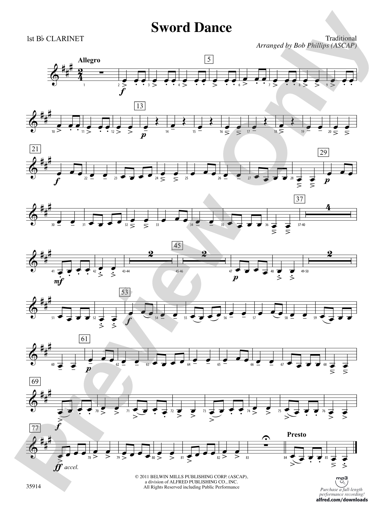 Sword Dance: 1st B-flat Clarinet