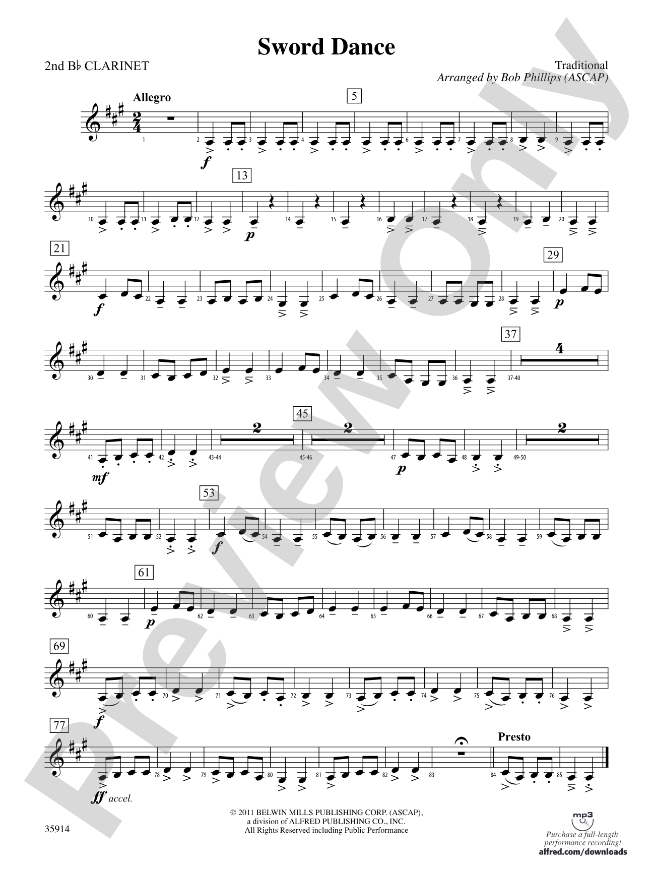 Sword Dance: 2nd B-flat Clarinet