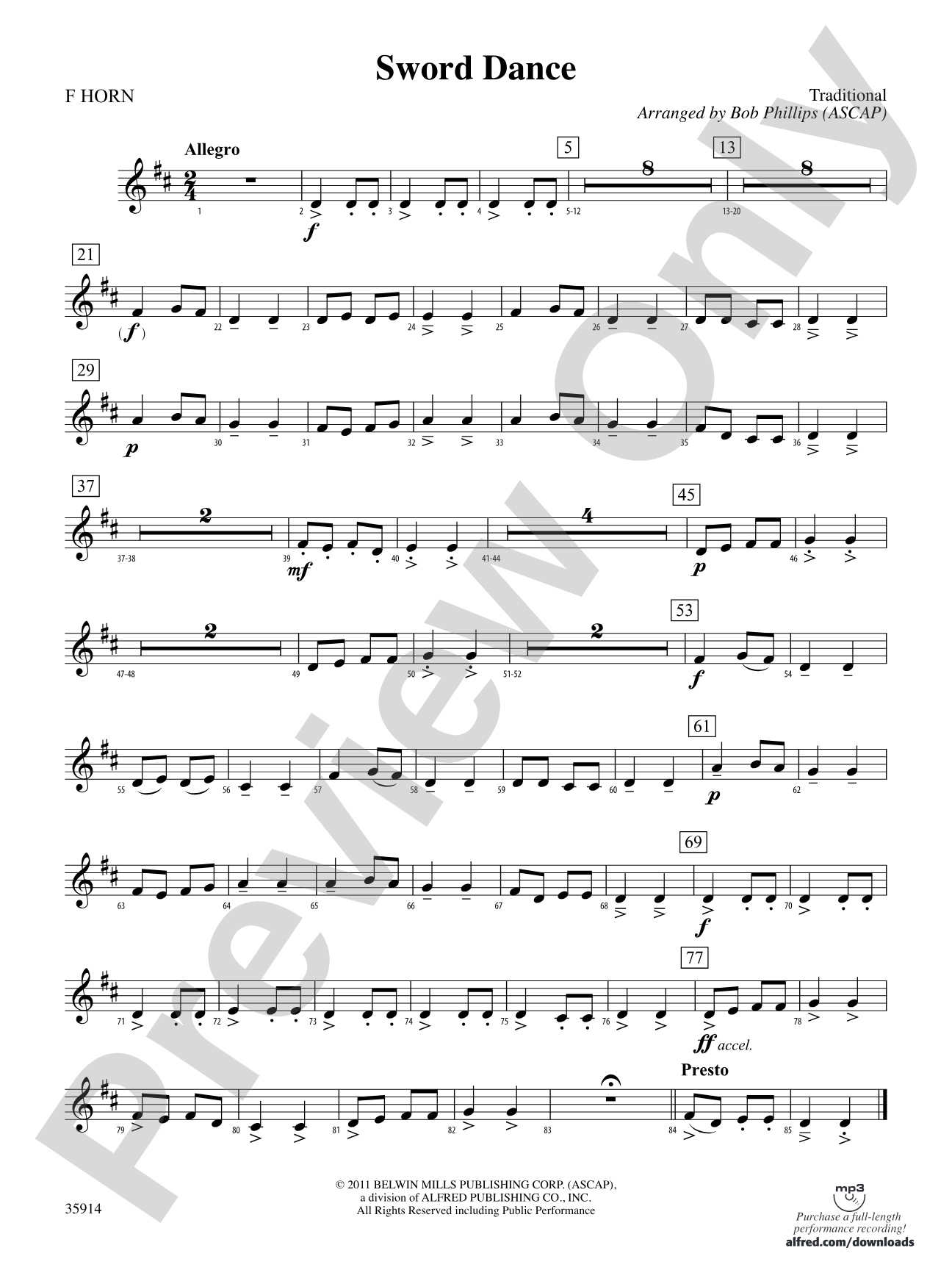 Sword Dance: 1st F Horn