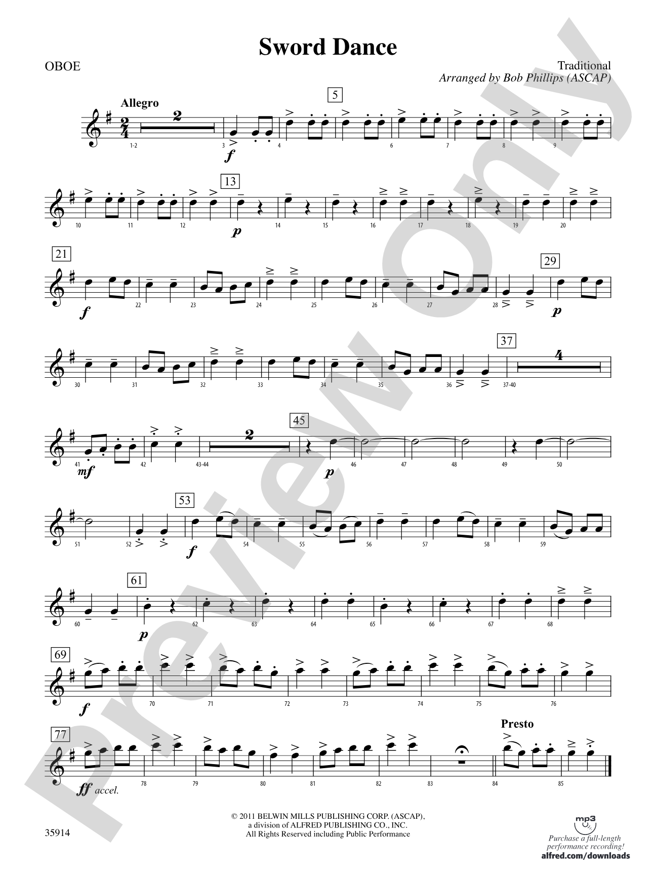 Sword Dance: Oboe