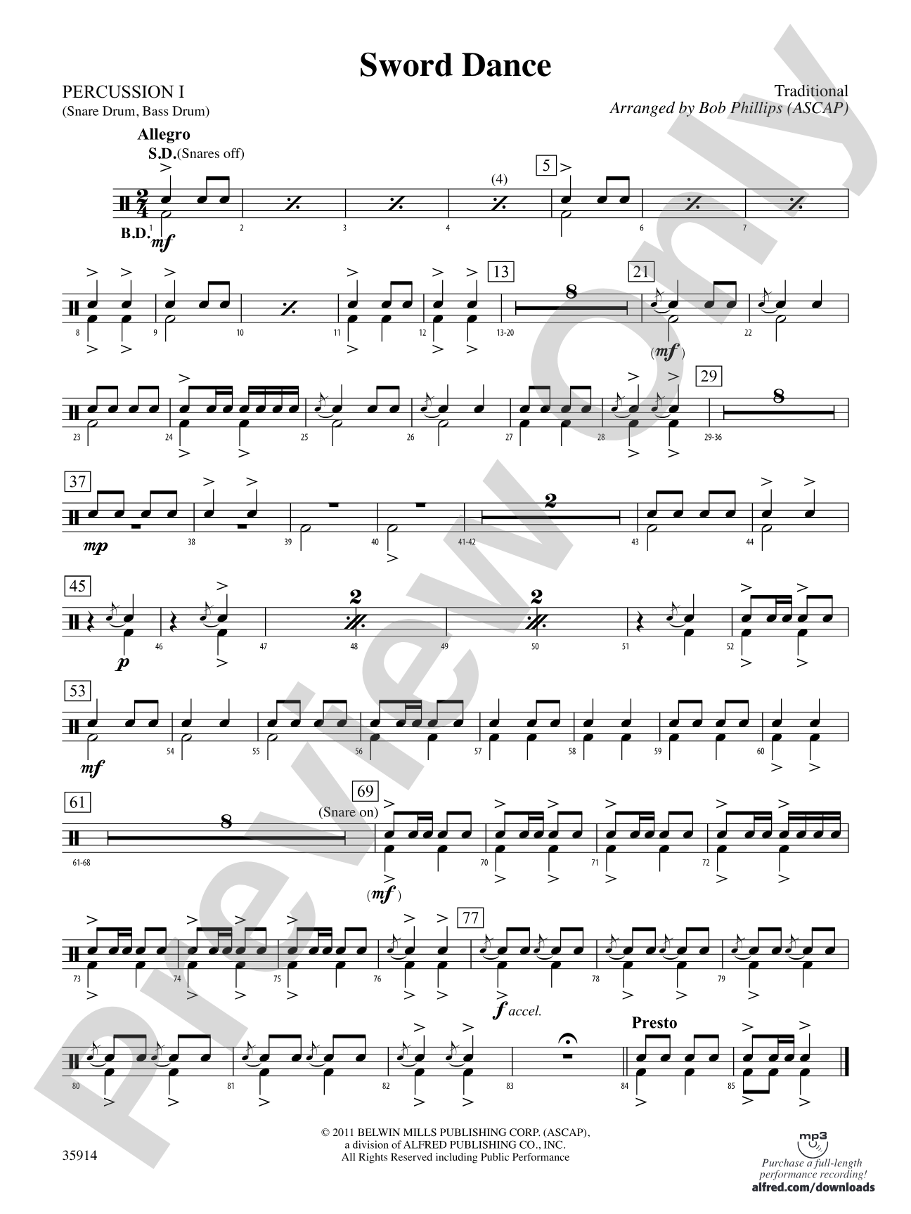 Sword Dance: 1st Percussion