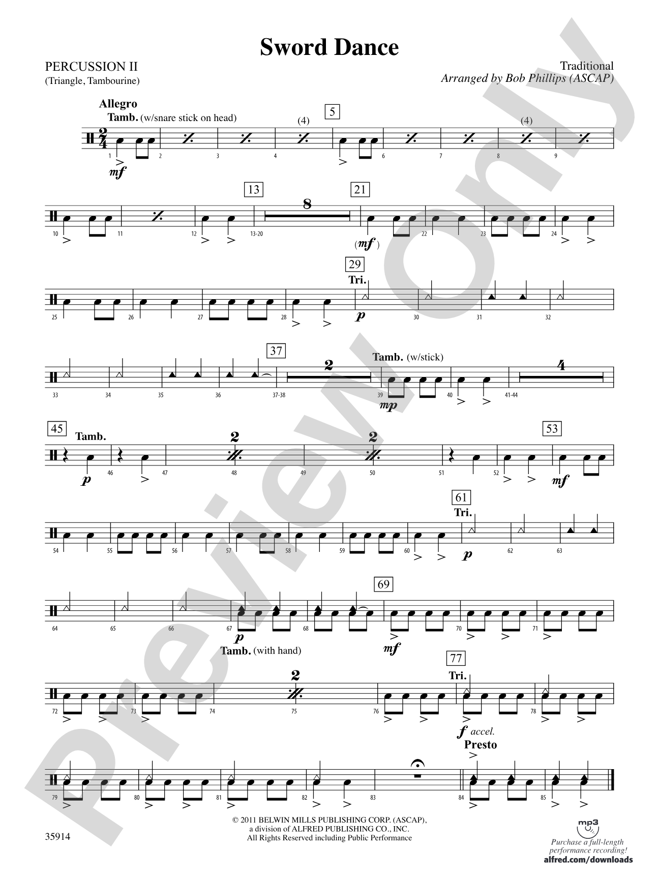 Sword Dance: 2nd Percussion