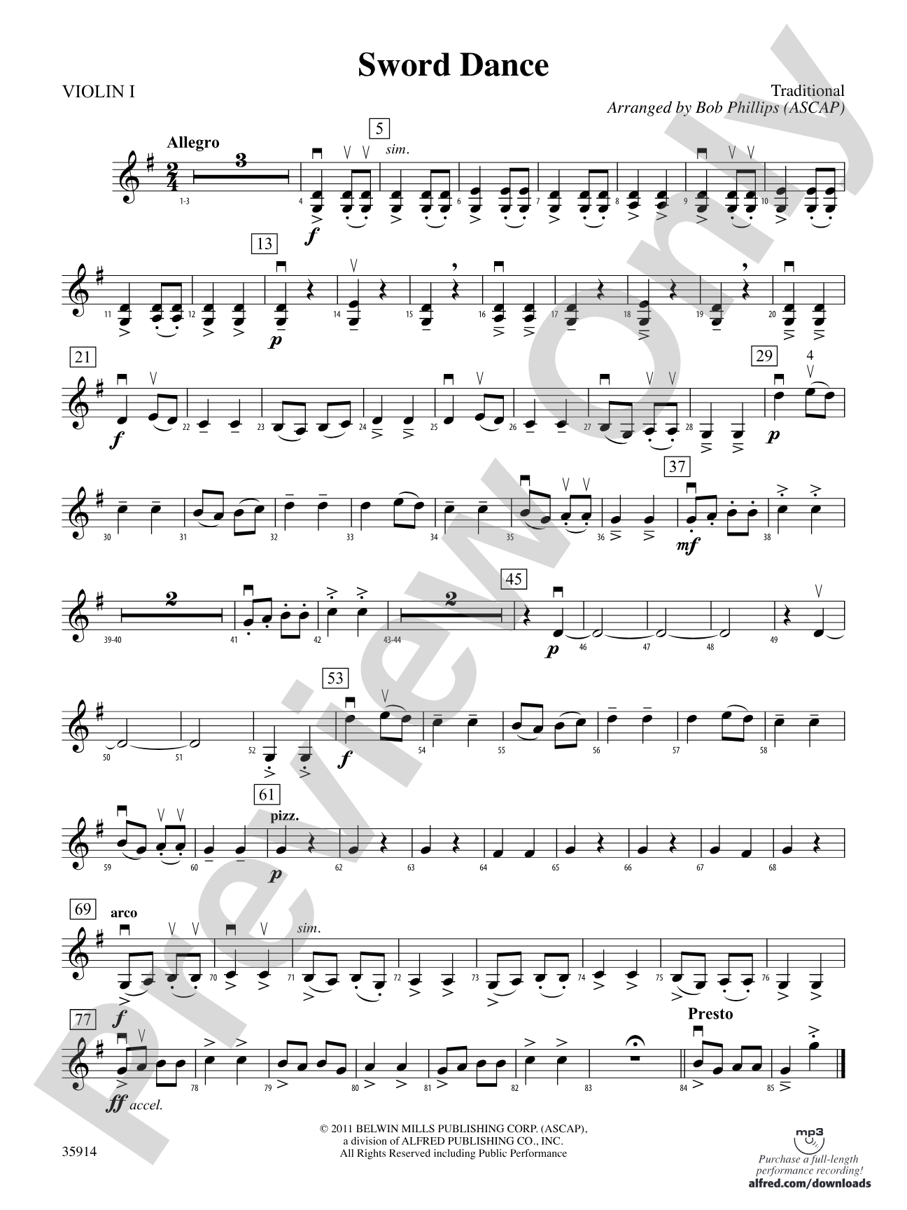 Sword Dance: 1st Violin