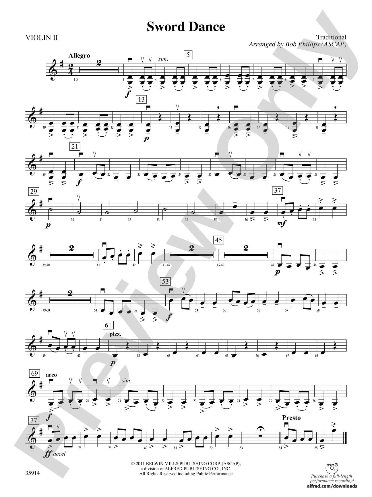 Sword Dance: 2nd Violin