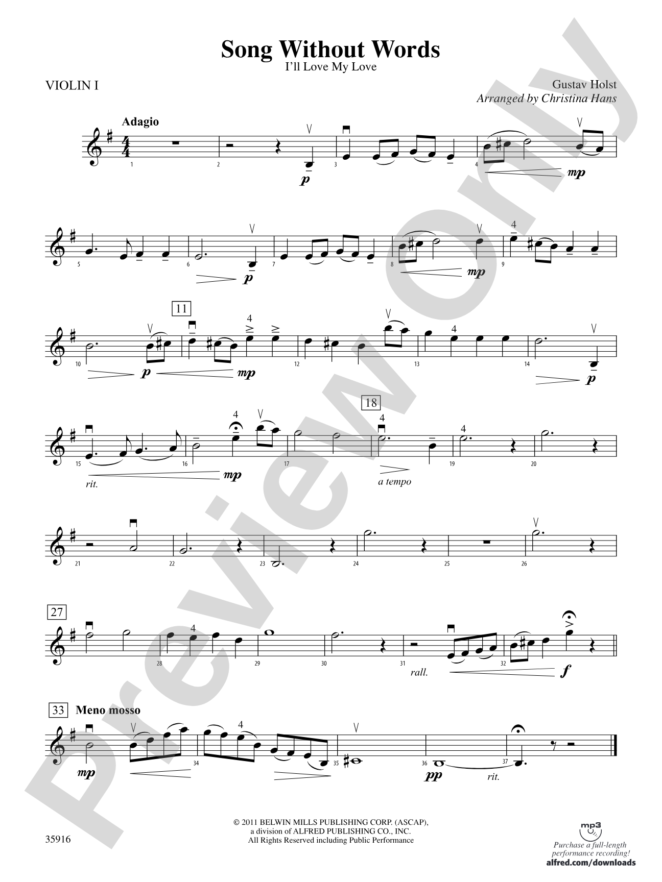 Song Without Words: 1st Violin