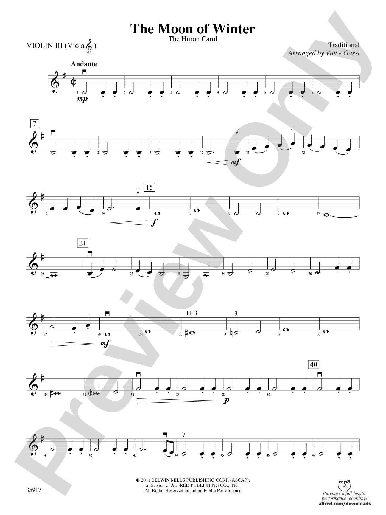 The Moon of Winter: 3rd Violin (Viola [TC])