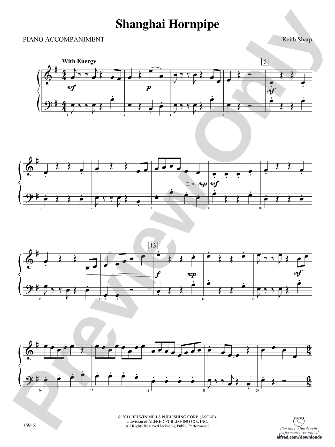 Shanghai Hornpipe: Piano Accompaniment