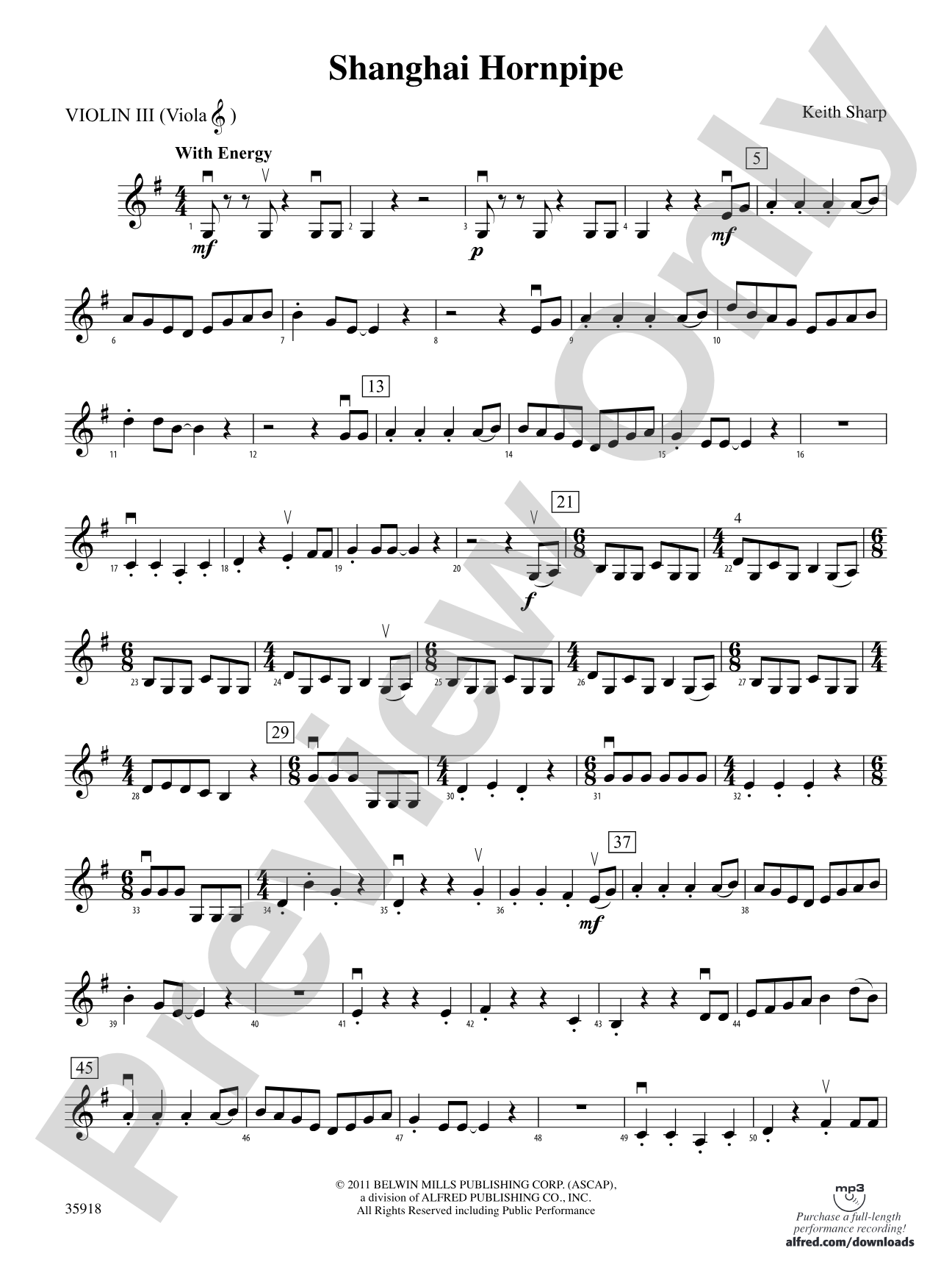 Shanghai Hornpipe: 3rd Violin (Viola [TC])