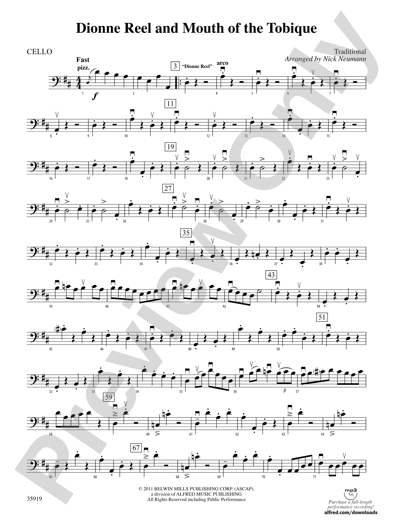 Dionne Reel and Mouth of the Tobique: Cello