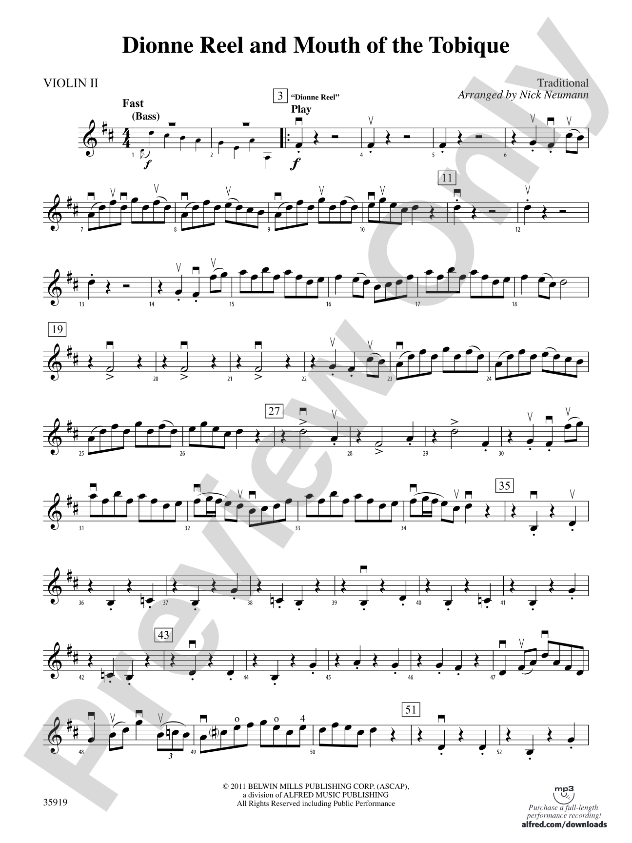 Dionne Reel and Mouth of the Tobique: 2nd Violin