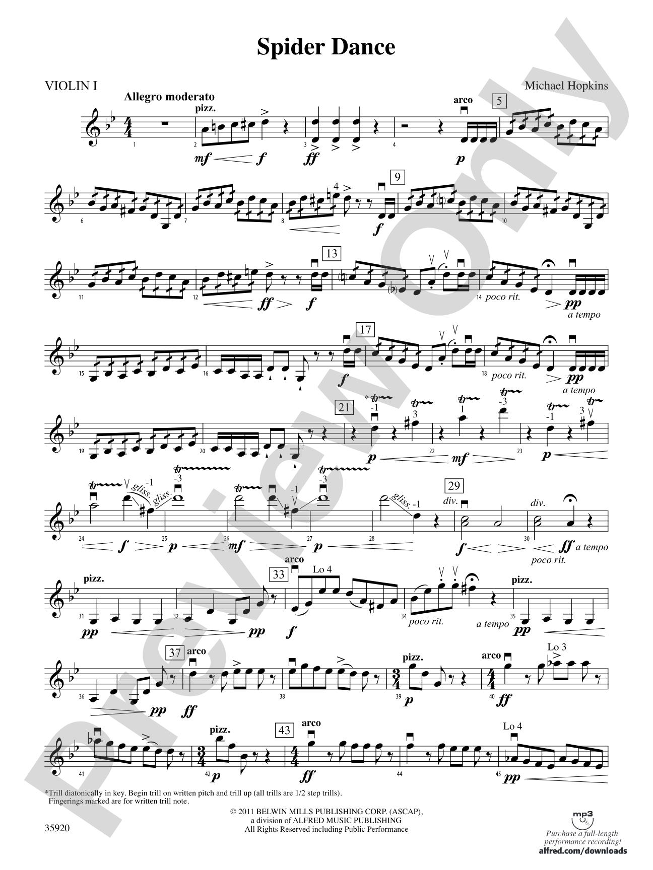 Spider Dance: 1st Violin