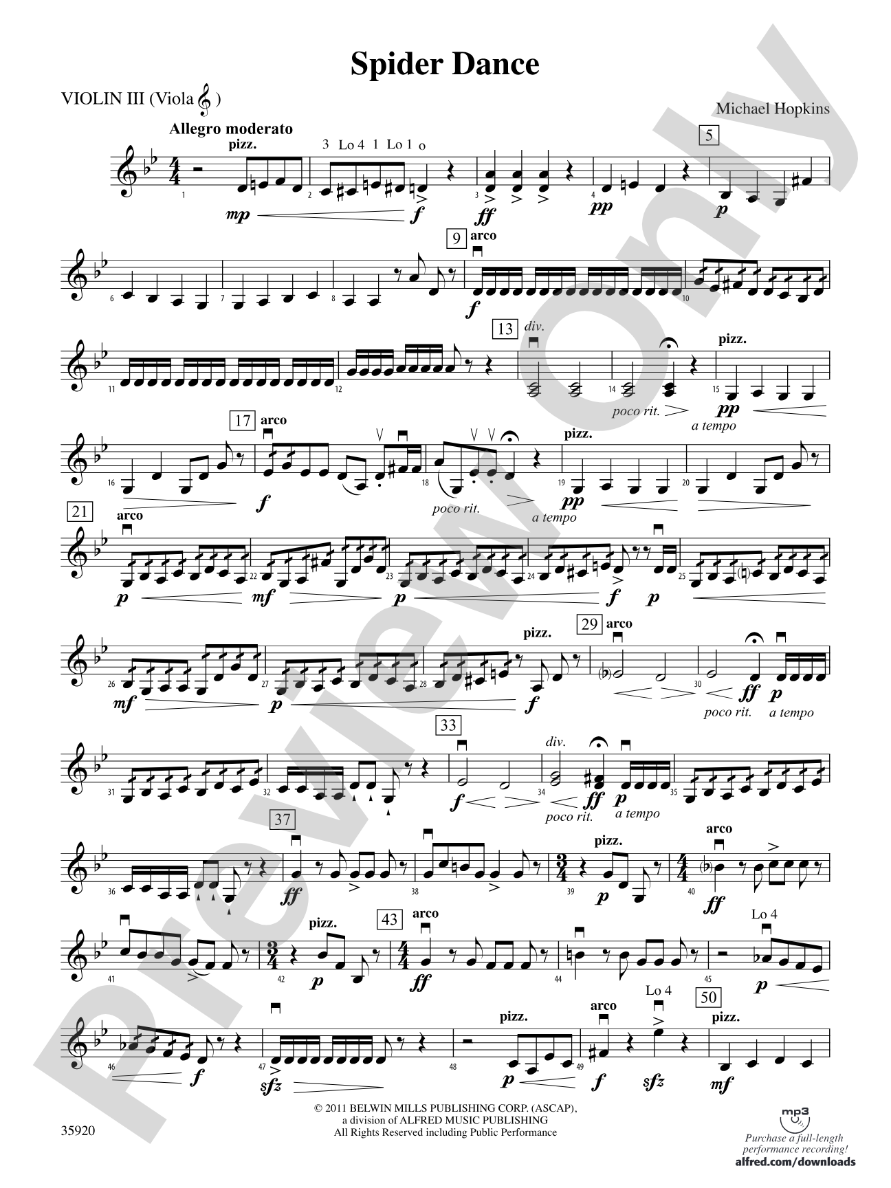 Spider Dance: 3rd Violin (Viola [TC])