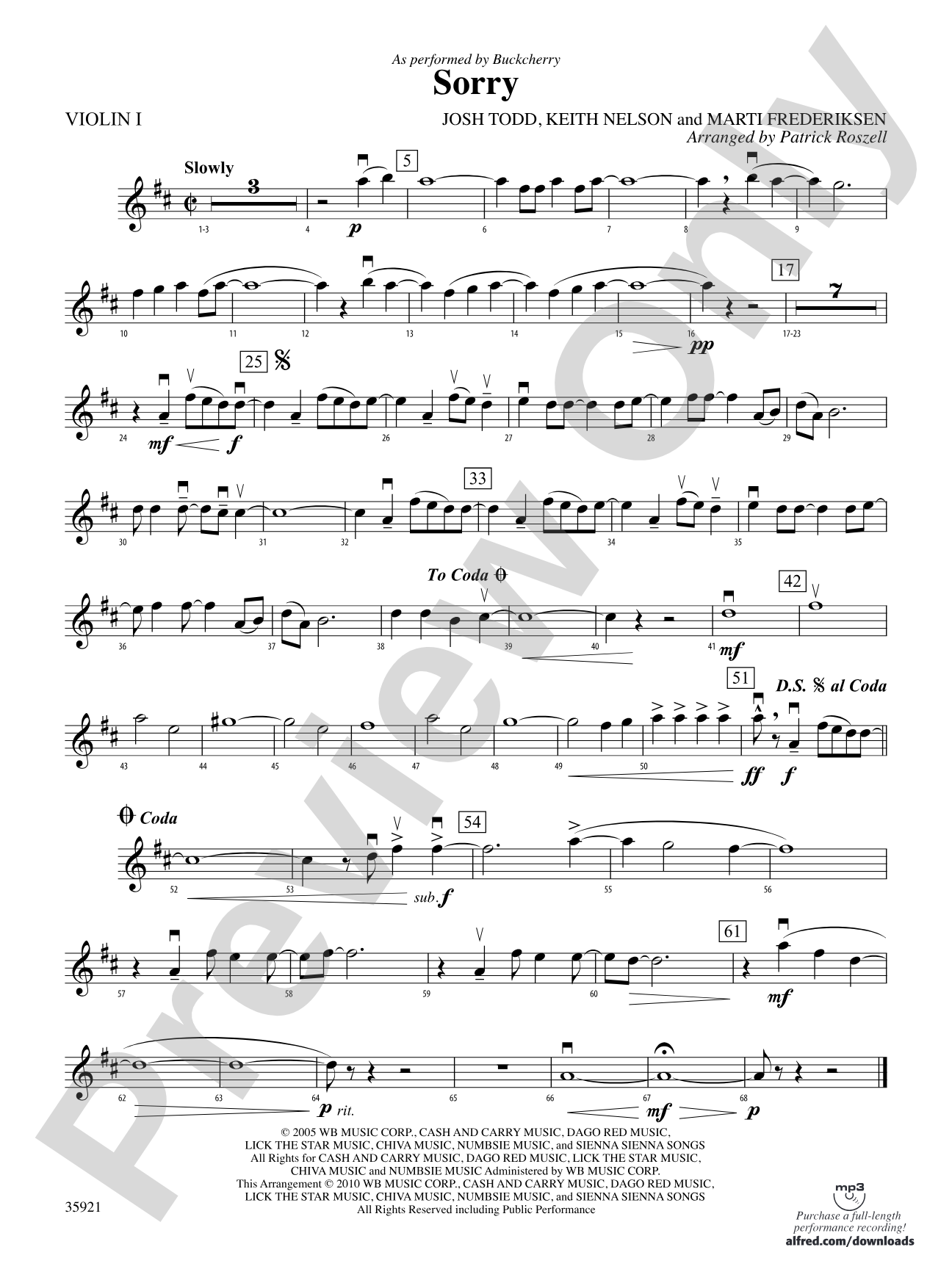 Sorry: 1st Violin