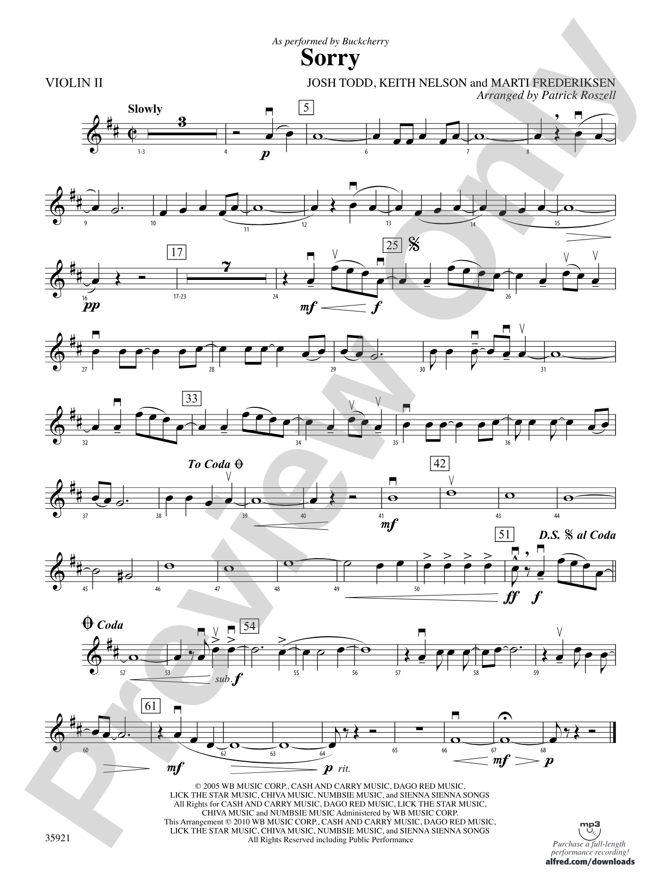 Sorry: 2nd Violin