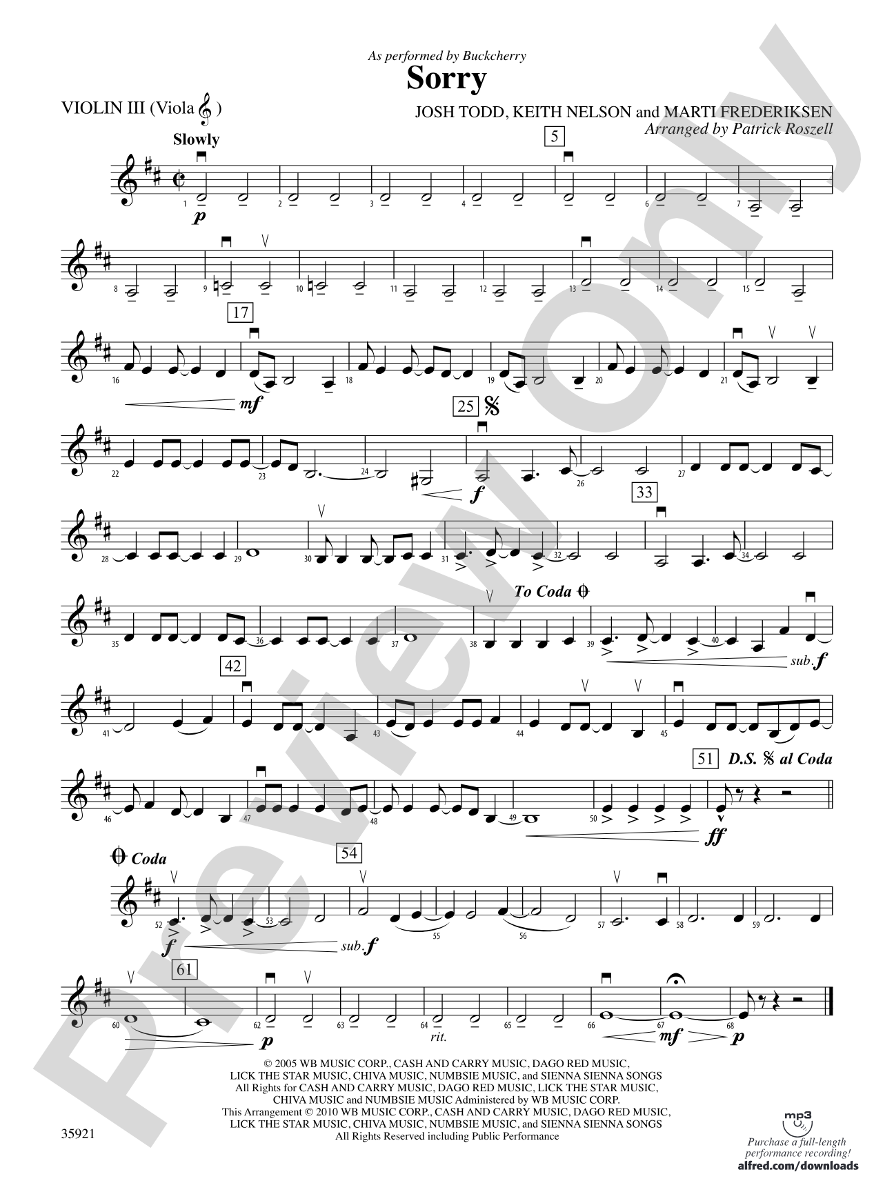 Sorry: 3rd Violin (Viola [TC])