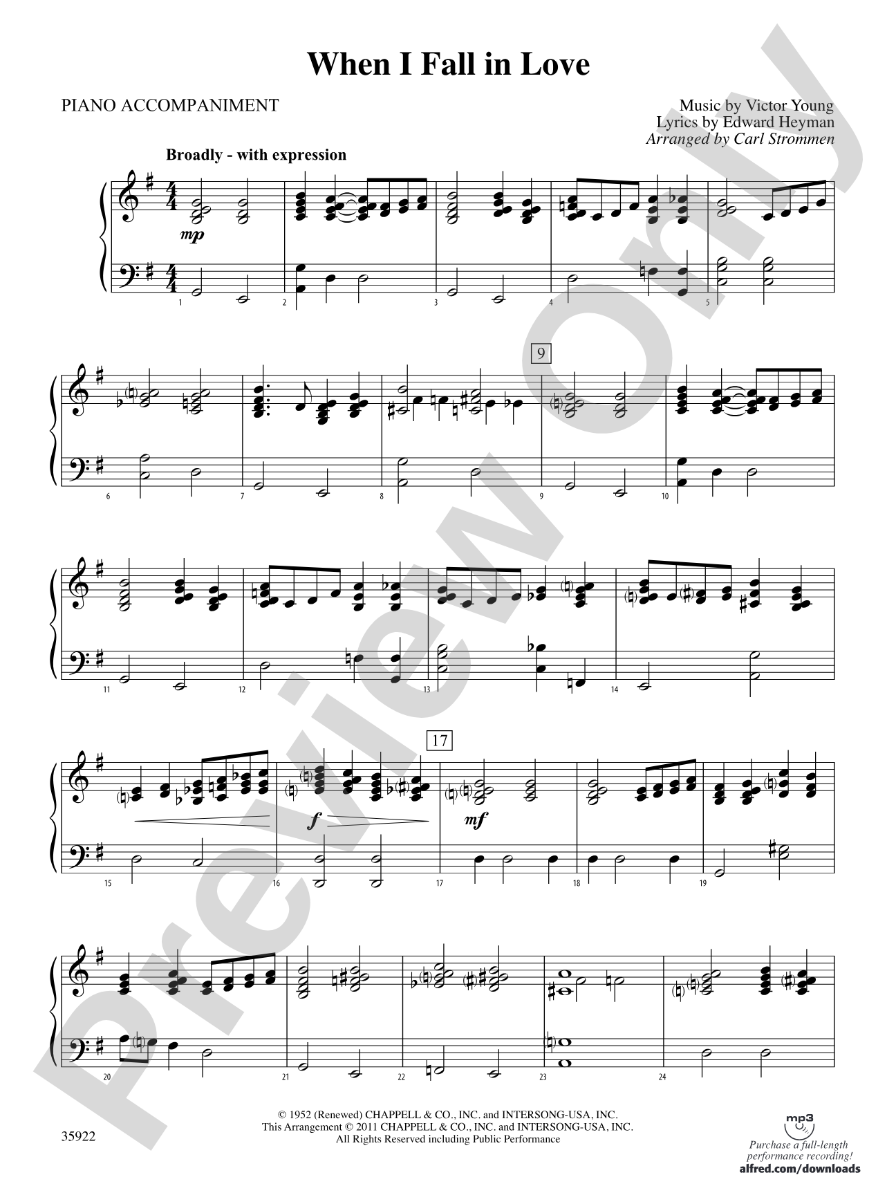 When I Fall in Love: Piano Accompaniment