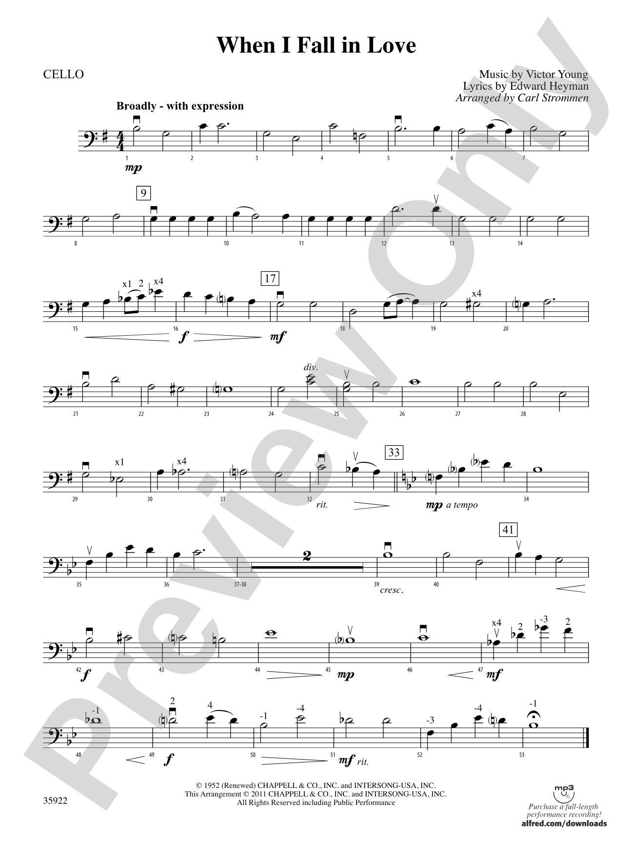When I Fall in Love: Cello