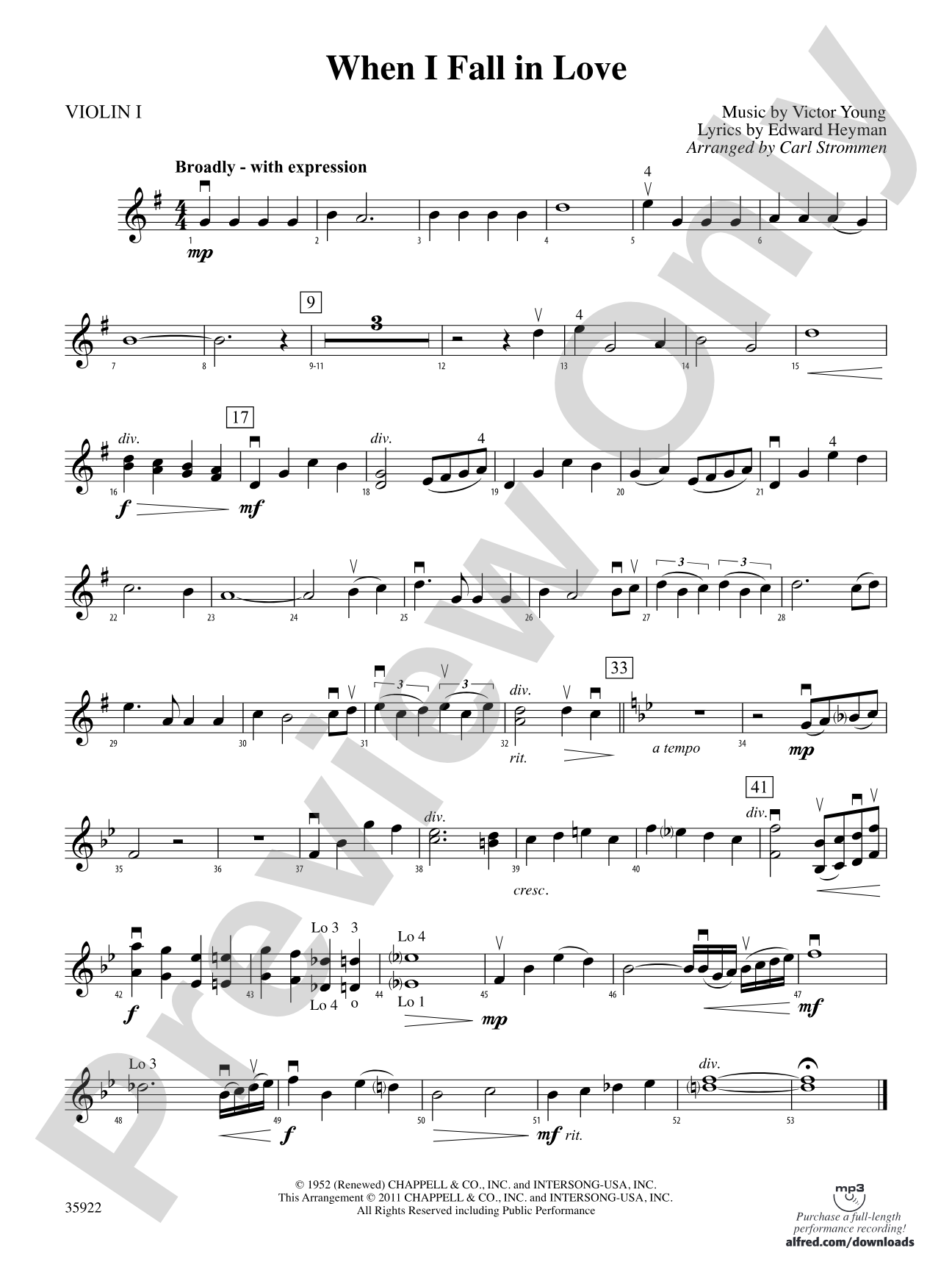 When I Fall in Love: 1st Violin