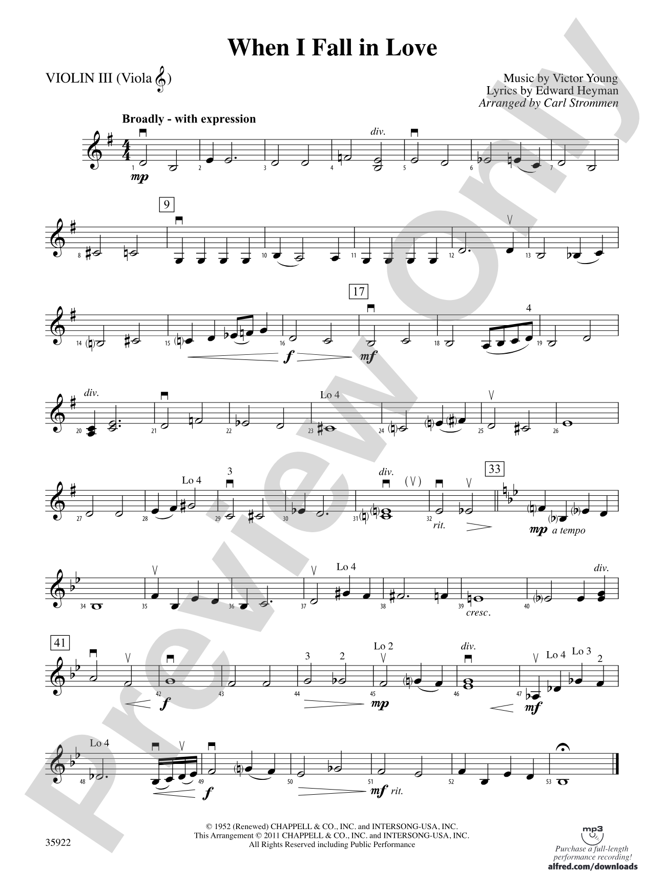 When I Fall in Love: 3rd Violin (Viola [TC])