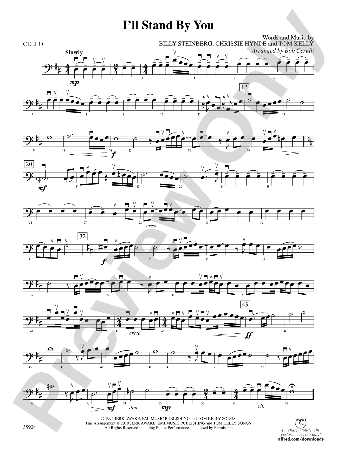 I'll Stand by You: Cello