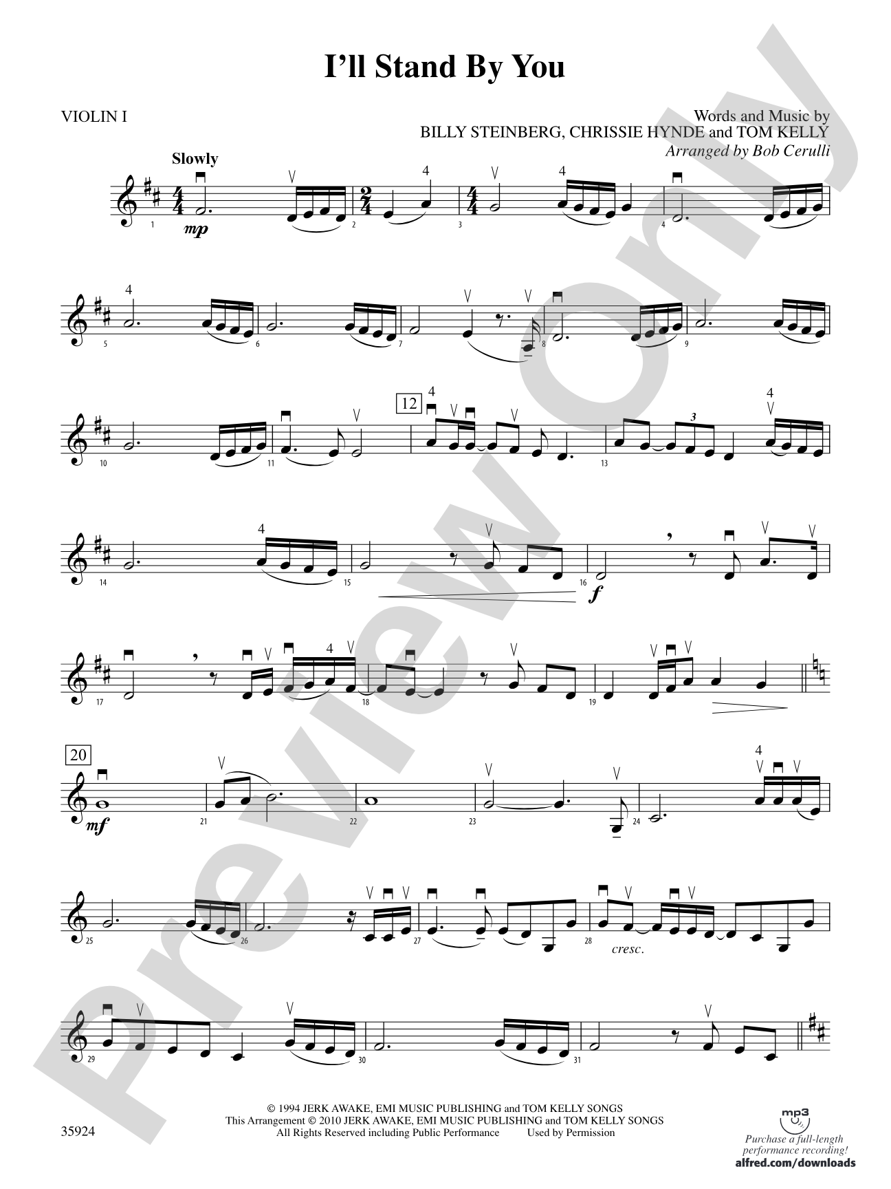 I'll Stand by You: 1st Violin