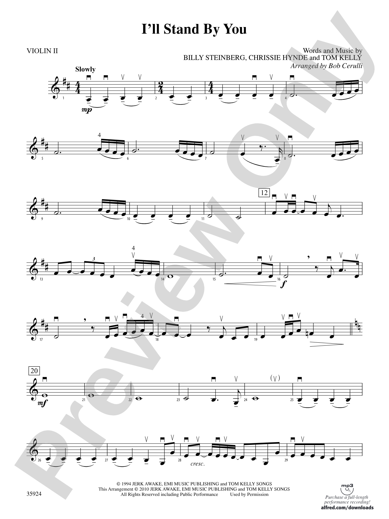 I'll Stand by You: 2nd Violin