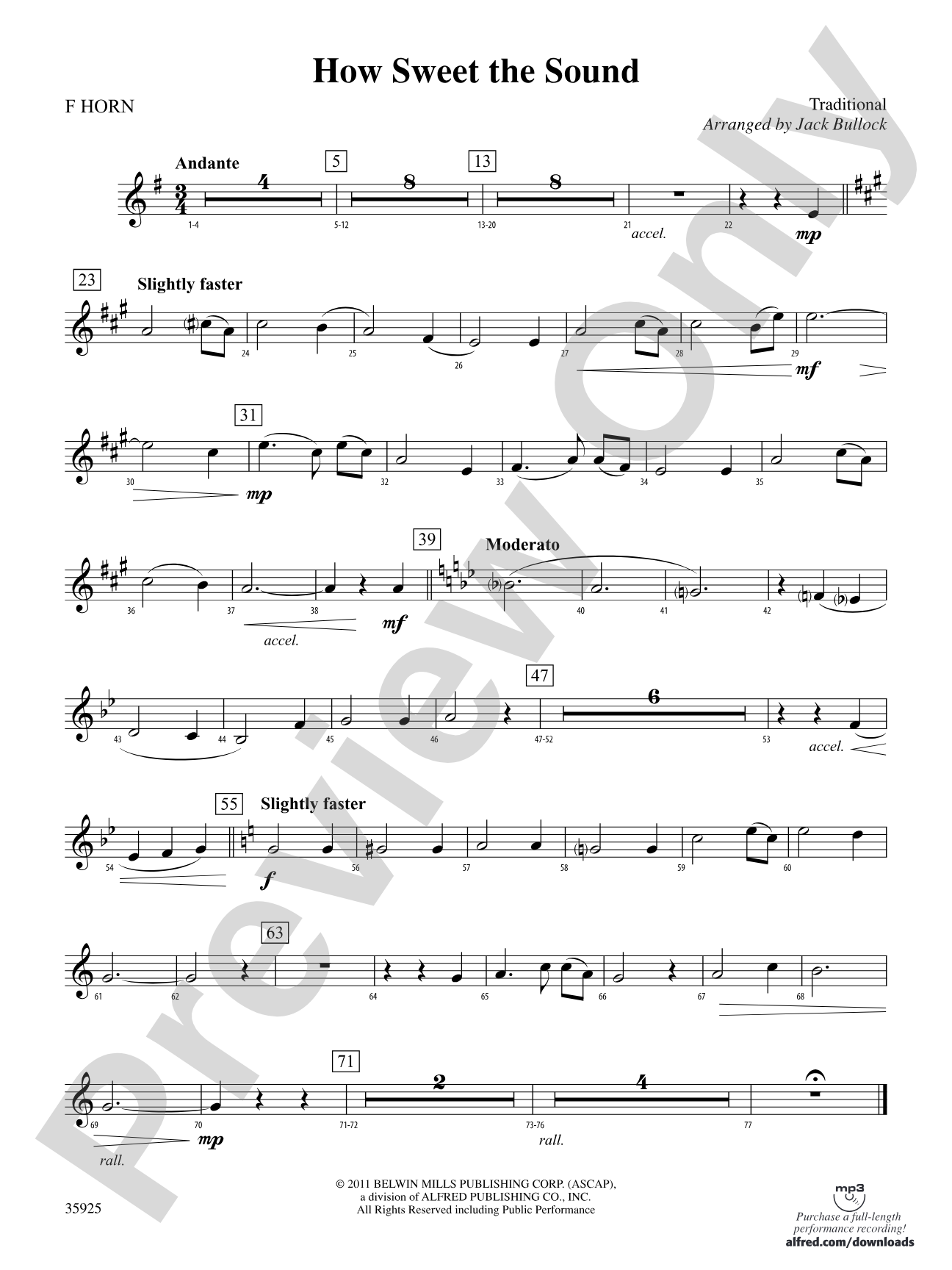 How Sweet the Sound: 1st F Horn