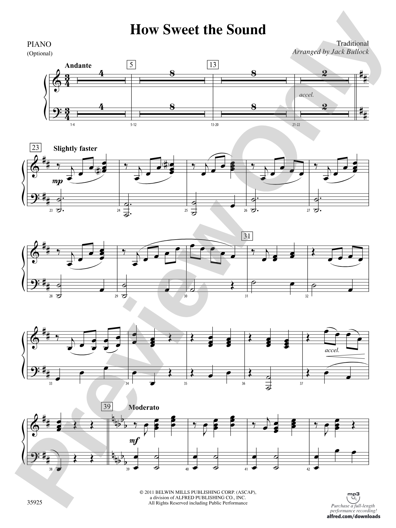 How Sweet the Sound: Piano Accompaniment