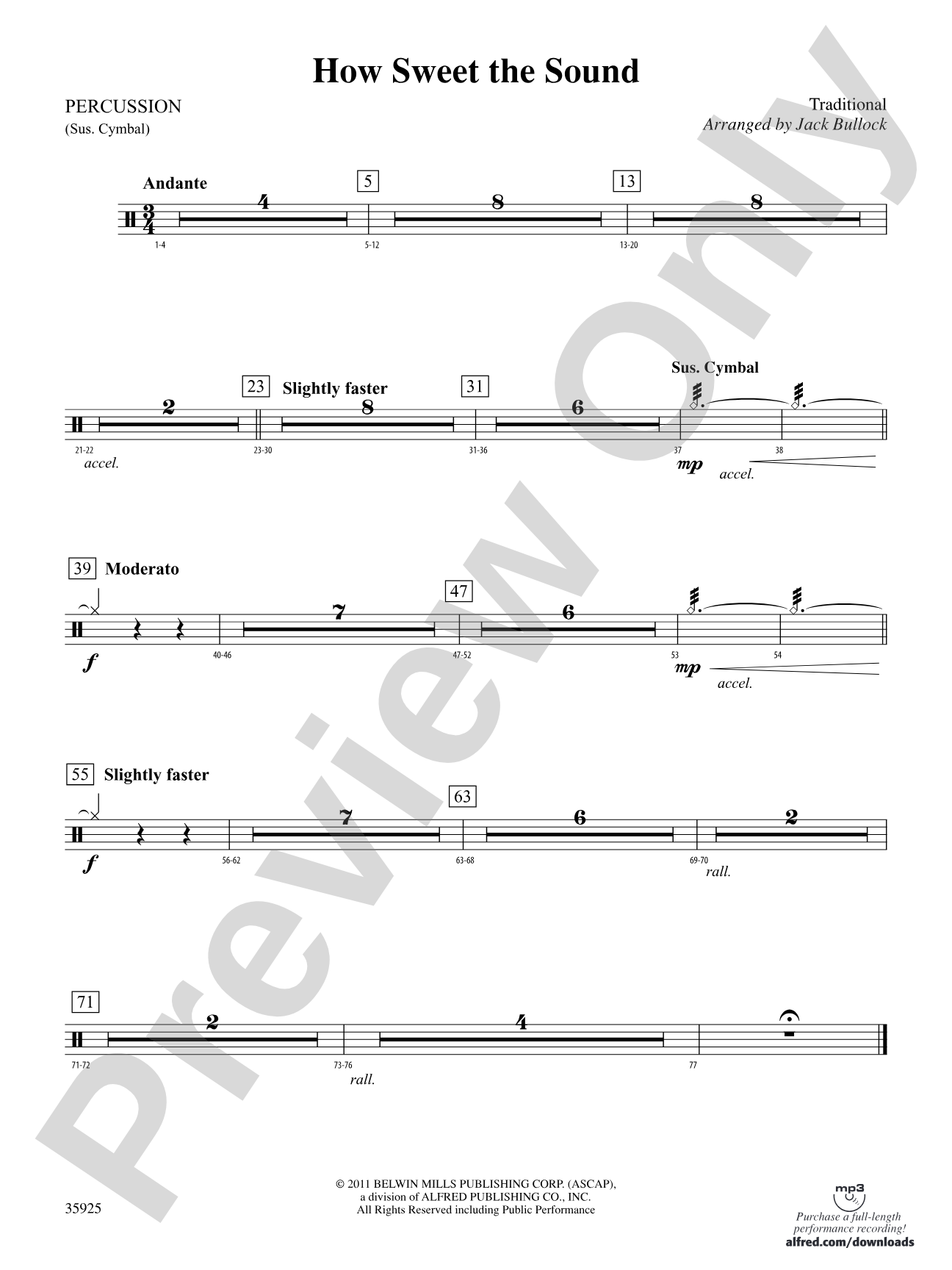How Sweet the Sound: 1st Percussion