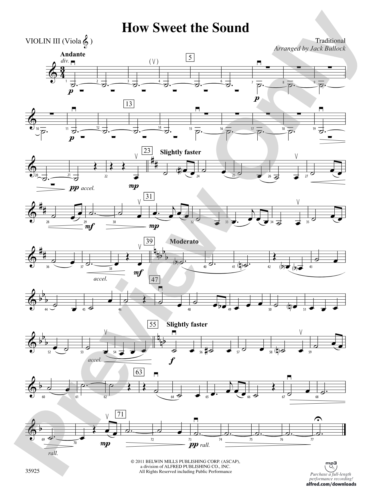 How Sweet the Sound: 3rd Violin (Viola [TC])
