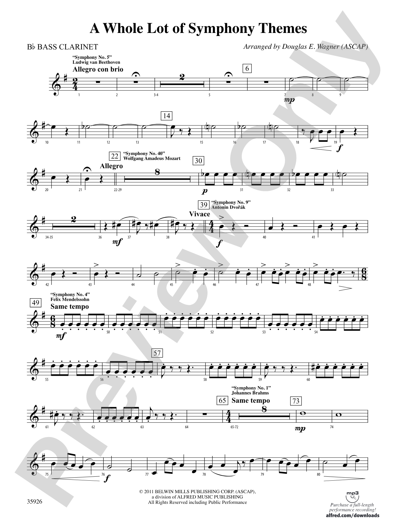 A Whole Lot of Symphony Themes: B-flat Bass Clarinet