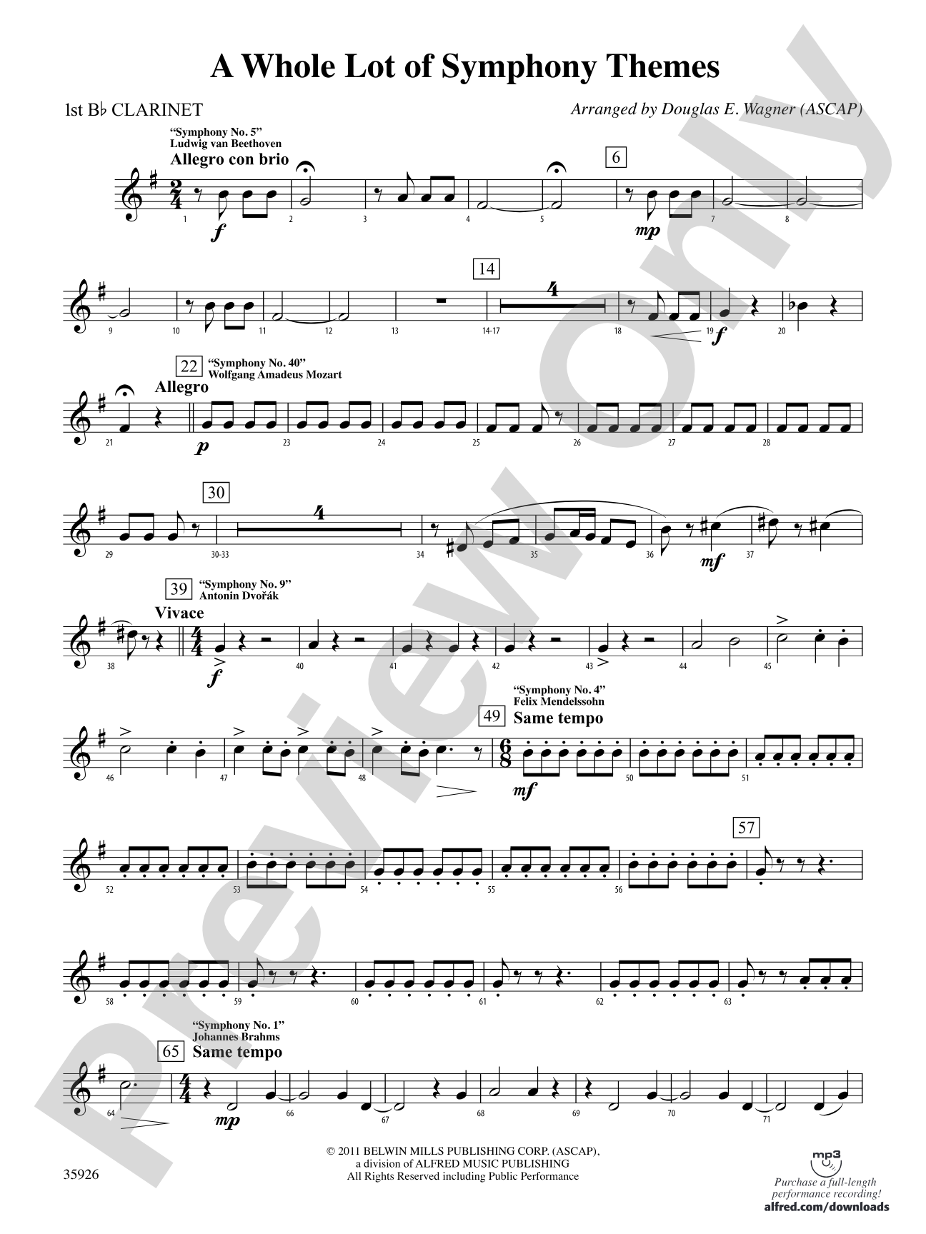 A Whole Lot of Symphony Themes: 1st B-flat Clarinet