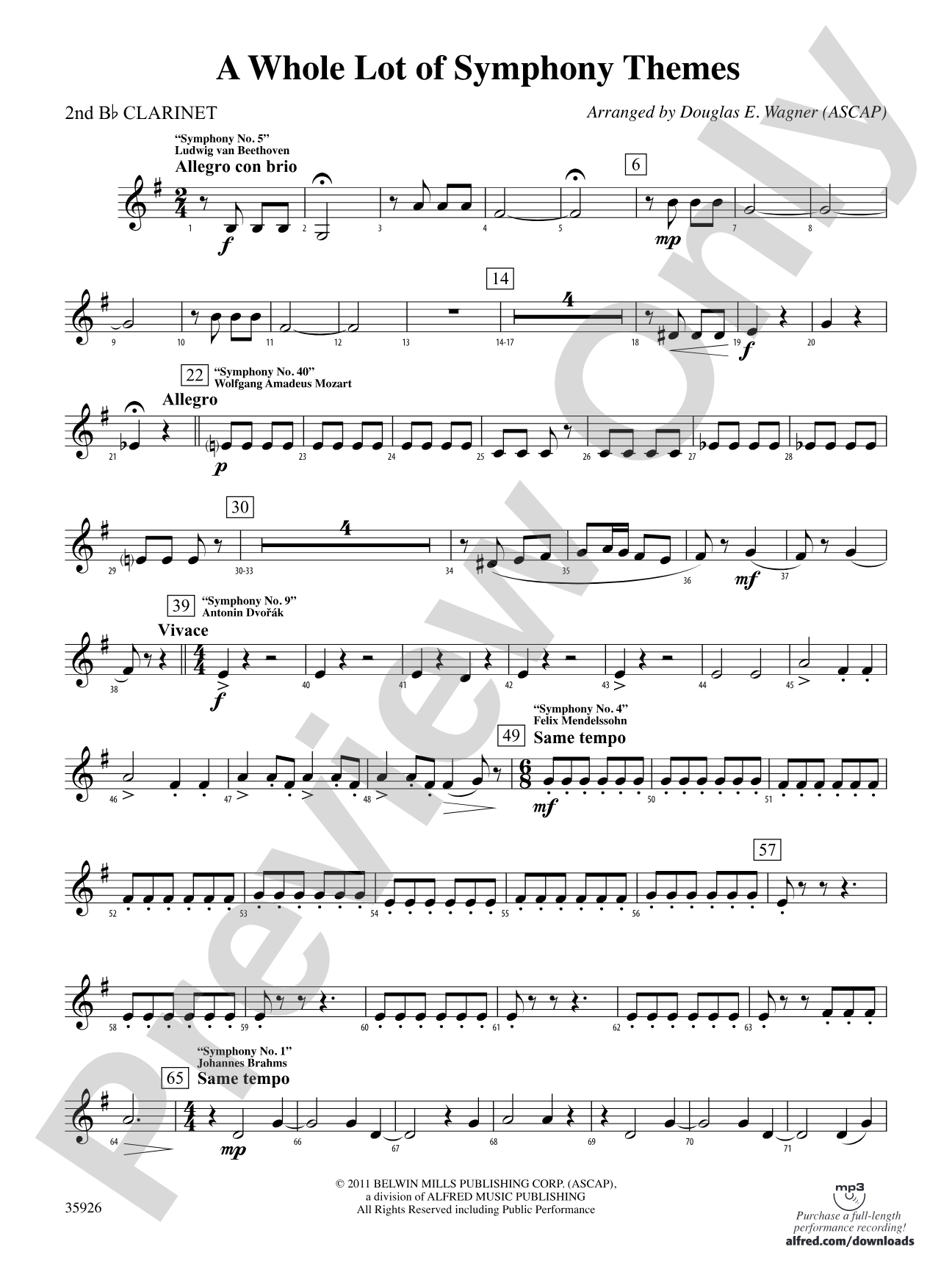A Whole Lot of Symphony Themes: 2nd B-flat Clarinet