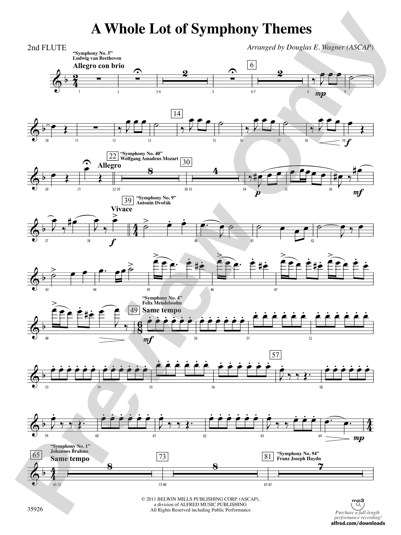 A Whole Lot of Symphony Themes: 2nd Flute