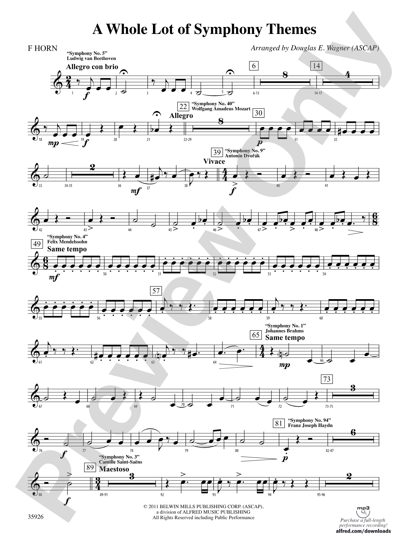 A Whole Lot of Symphony Themes: 1st F Horn