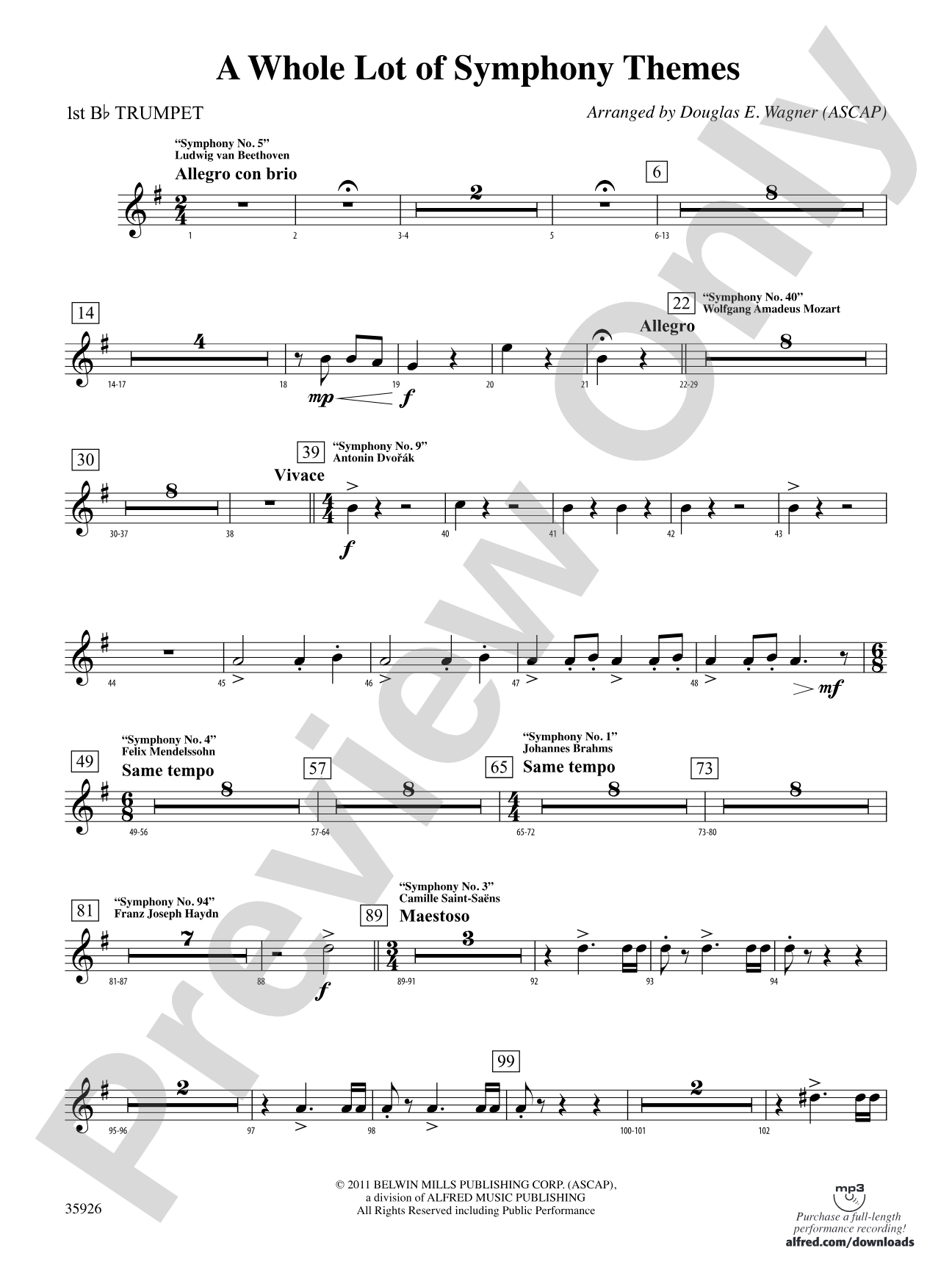 A Whole Lot of Symphony Themes: 1st B-flat Trumpet