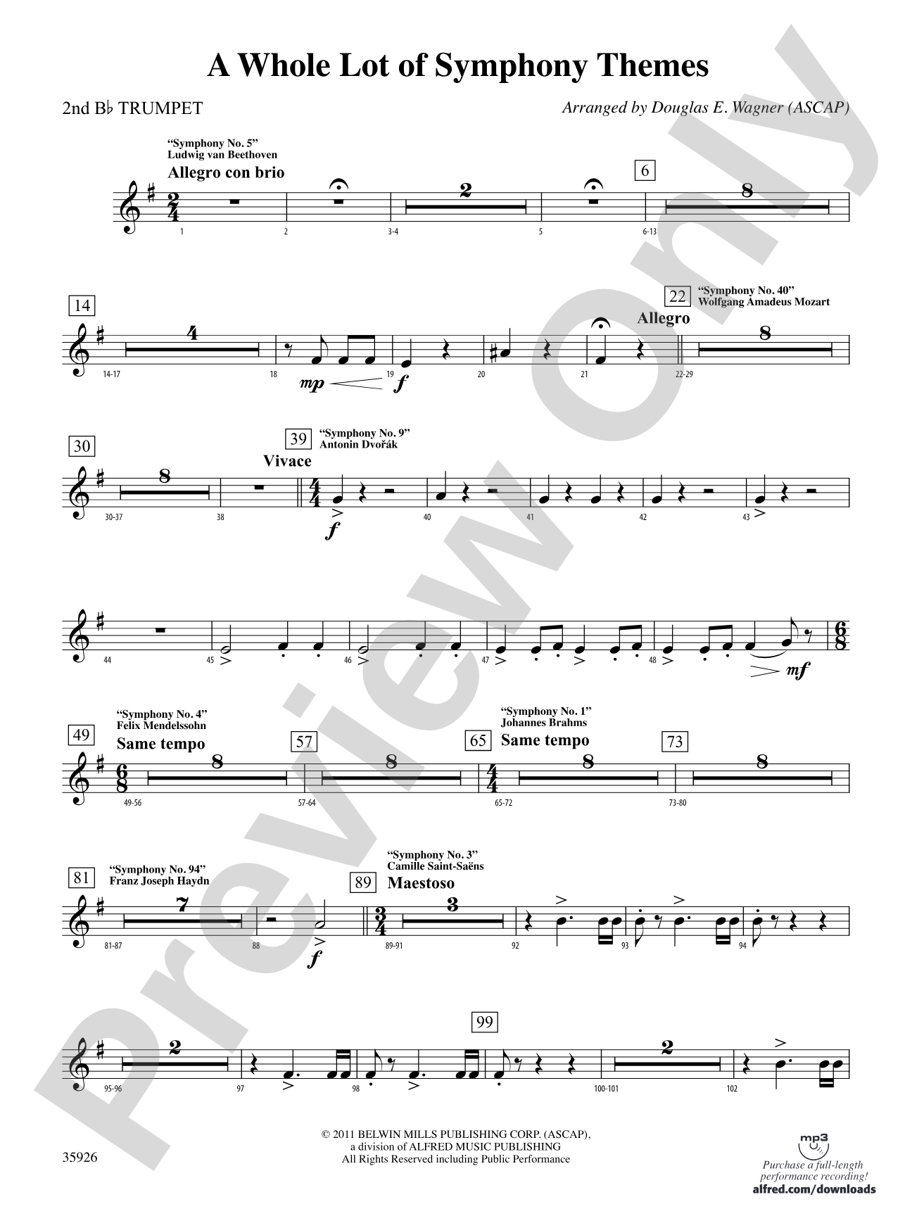 A Whole Lot of Symphony Themes: 2nd B-flat Trumpet