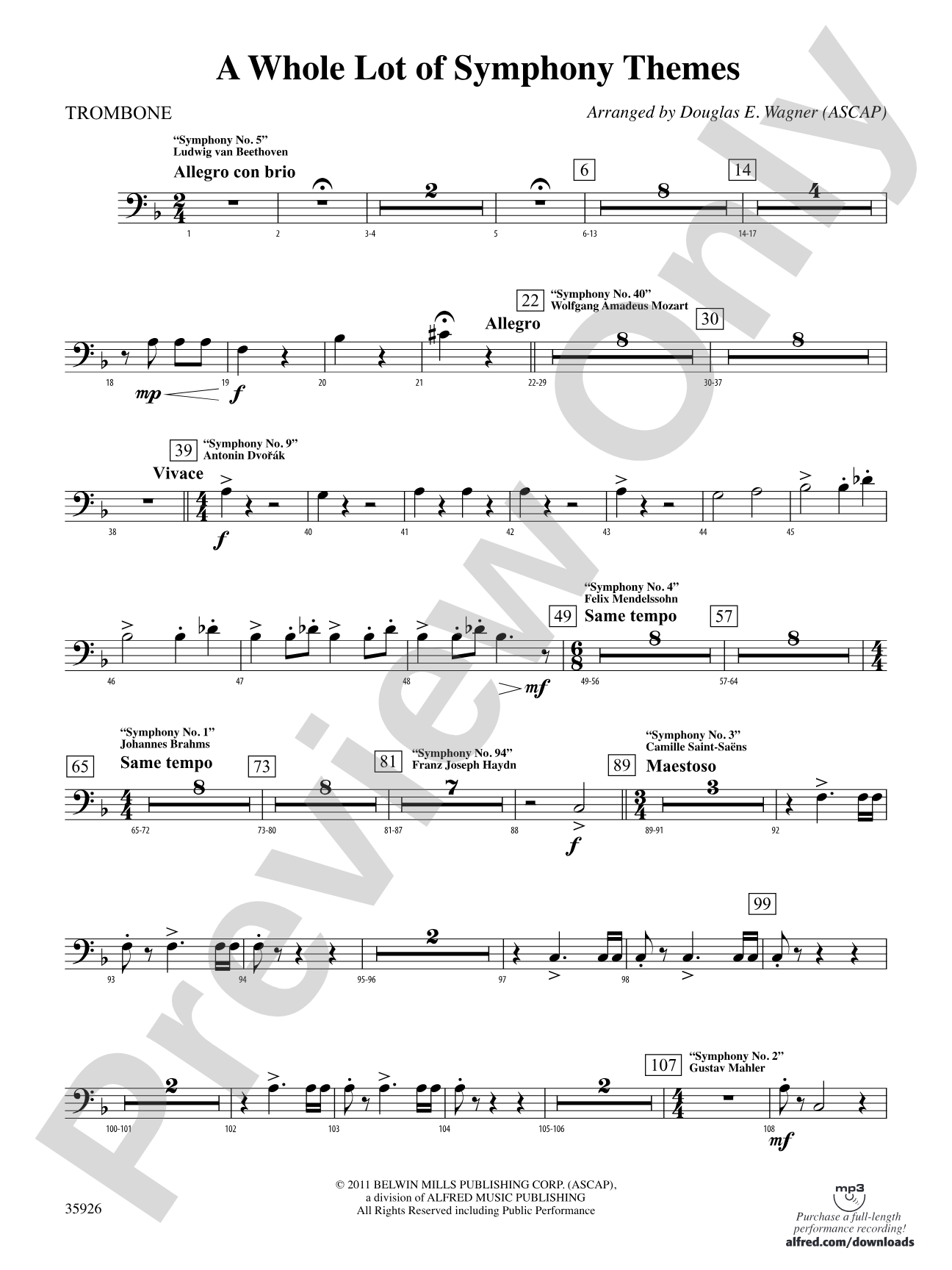 A Whole Lot of Symphony Themes: 1st Trombone