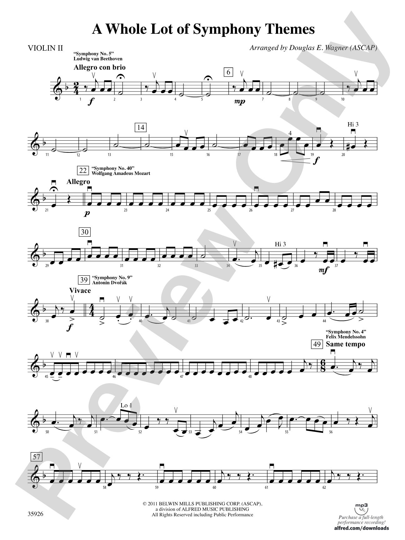 A Whole Lot of Symphony Themes: 2nd Violin