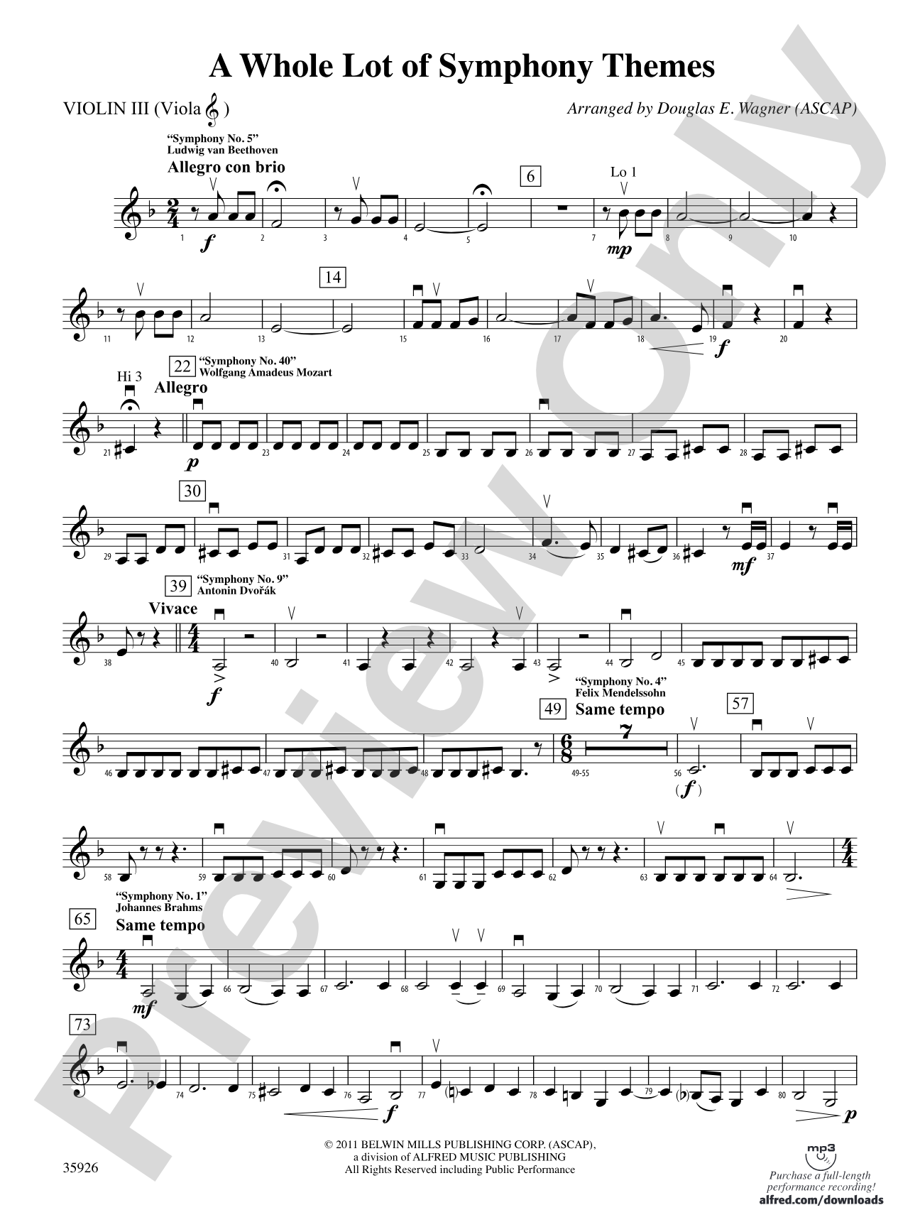 A Whole Lot of Symphony Themes: 3rd Violin (Viola [TC])