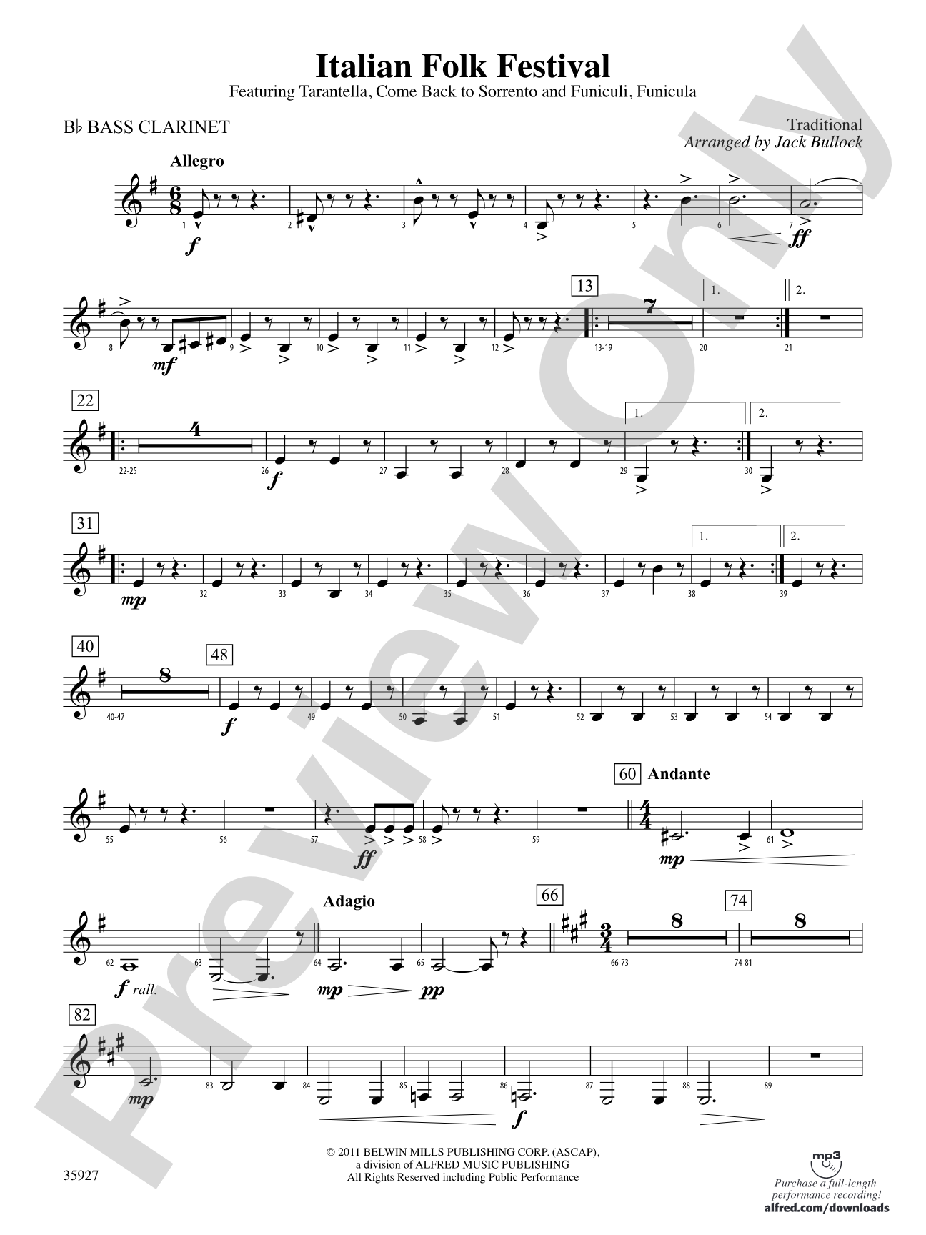 Italian Folk Festival: B-flat Bass Clarinet