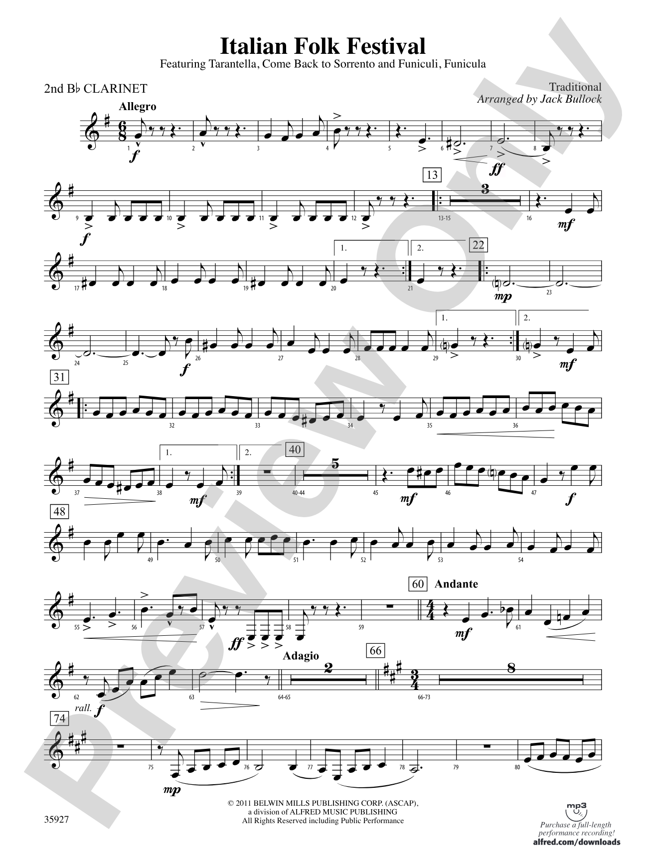 Italian Folk Festival: 2nd B-flat Clarinet