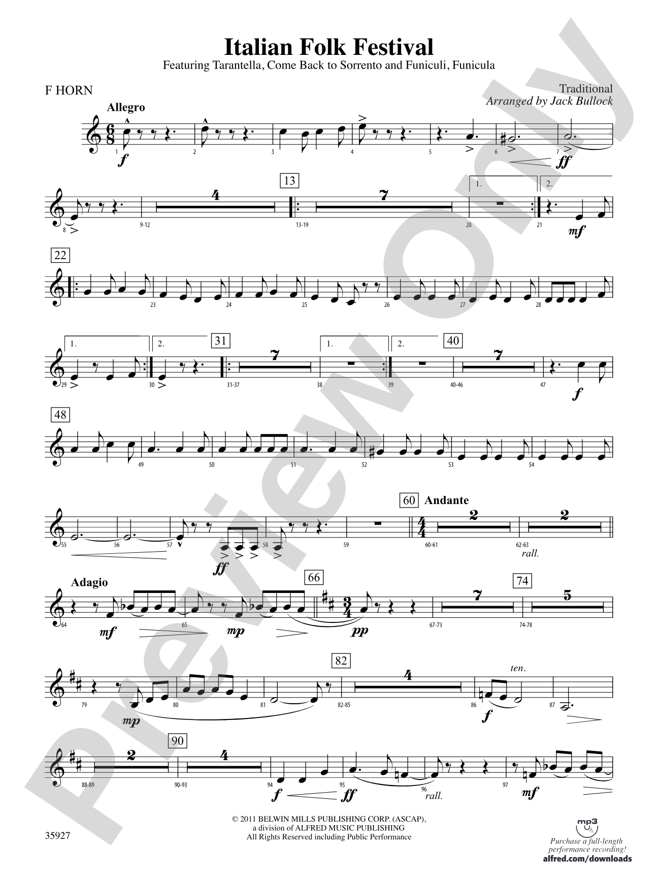 Italian Folk Festival: 1st F Horn